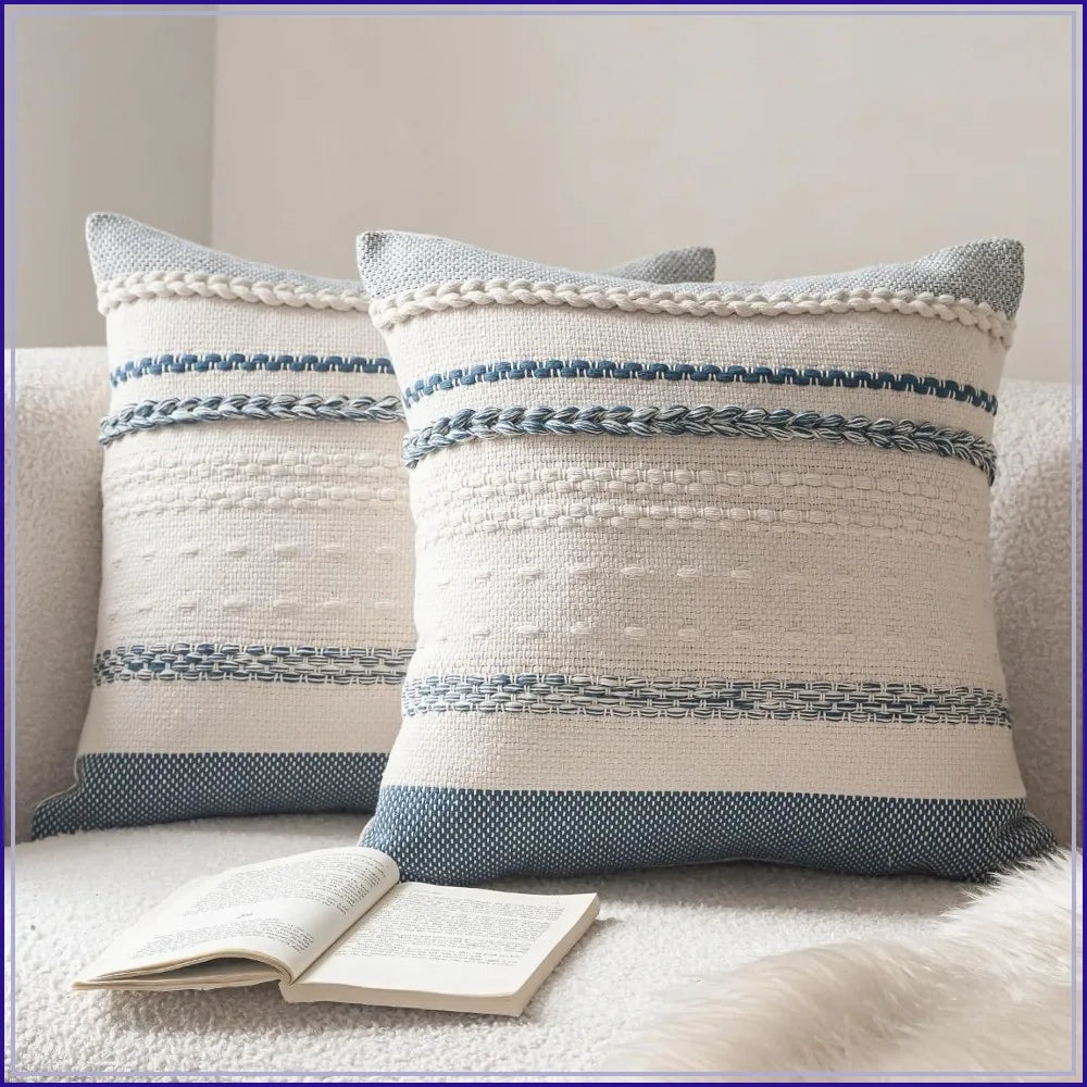 Boho Throw Pillow Covers Set Of 2 Textured Decorative Cushions