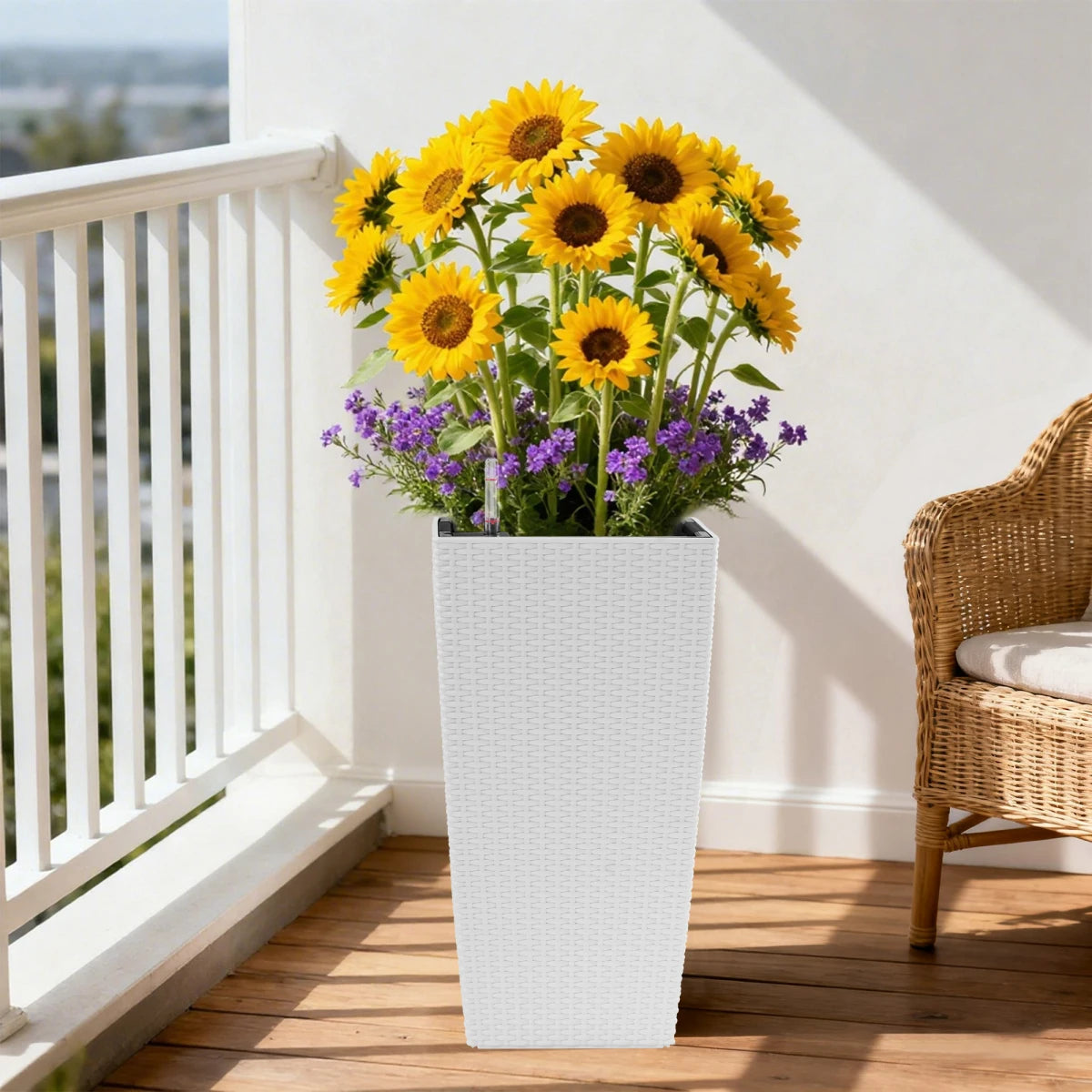 Self-Watering Plant Pot With Drainage Holes Tray Water Level Monitor