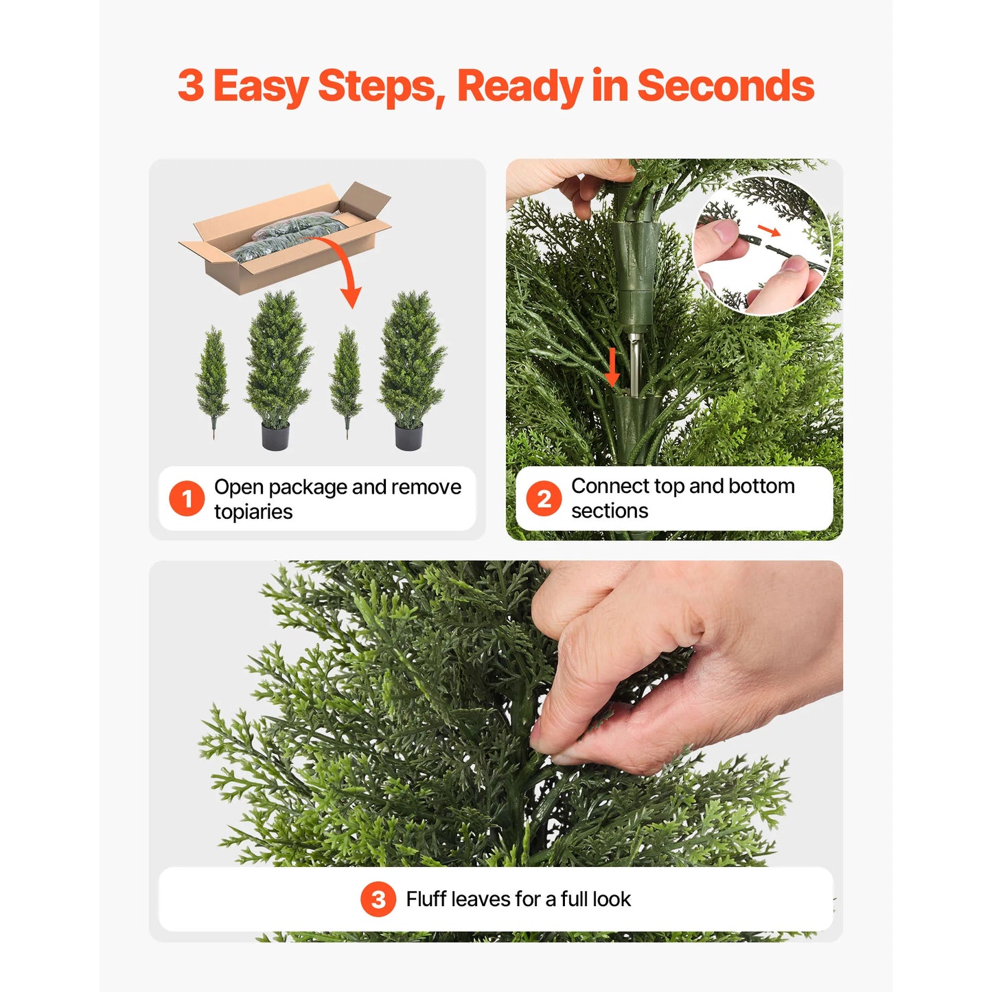 SucceBuy Artificial Topiary Cedar Trees Set For Home Decor