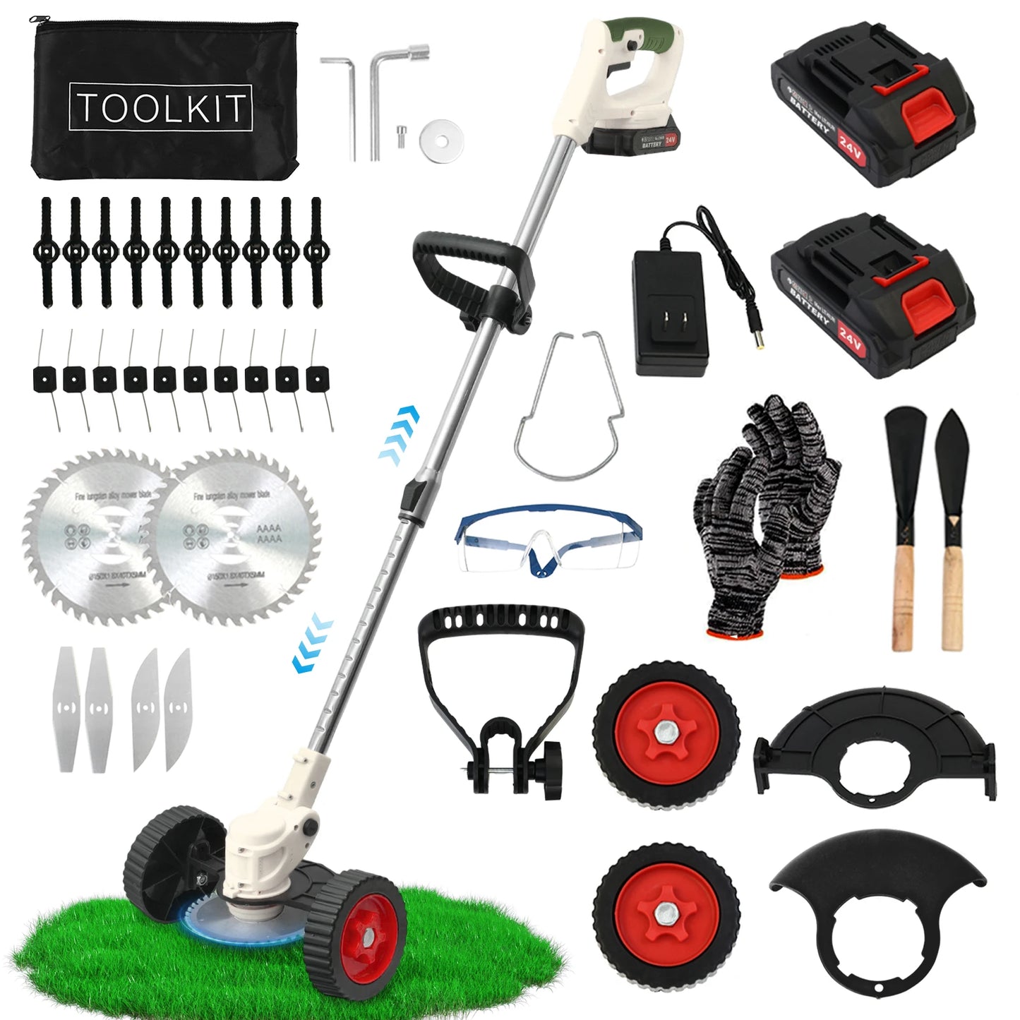 21V Cordless Grass Trimmer 3in1 Edger Mower With Batteries