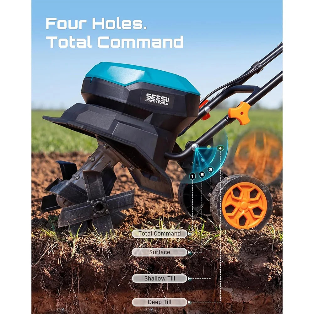 SeeSii 40V Cordless Tiller Cultivator With Batteries