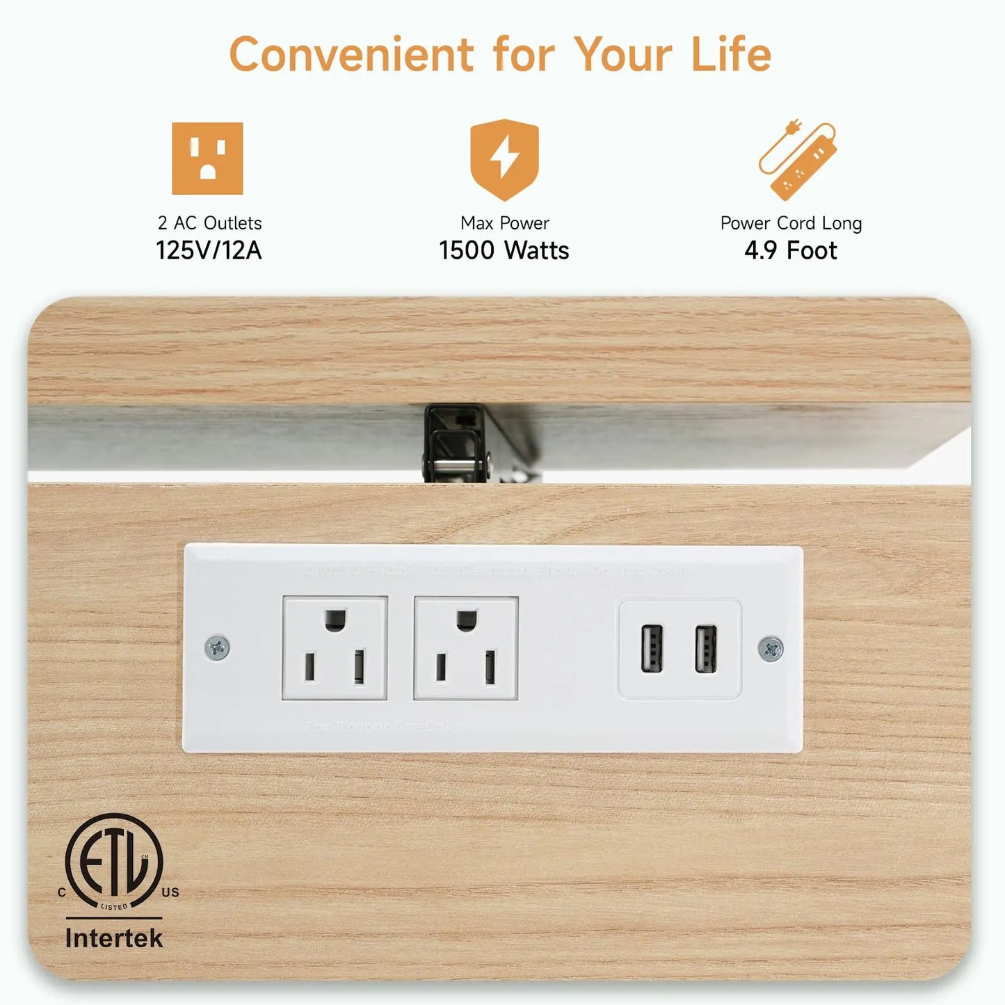ONBRILL Drop-Leaf Mobile Kitchen Island With Power Outlet