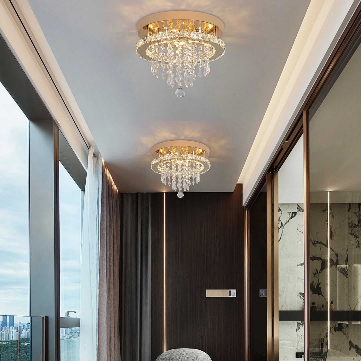 GreeLustr Luxury Crystal Chandelier Modern Gold Led Ceiling Light