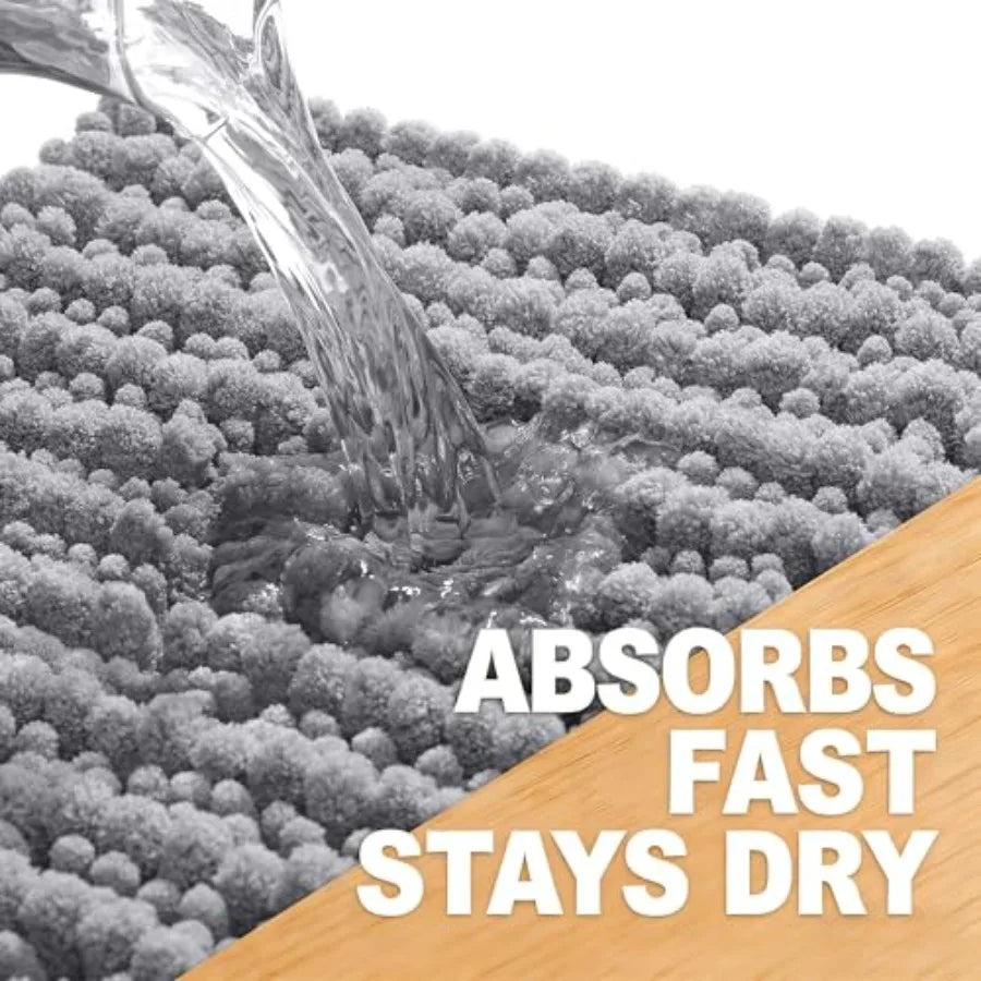 Soft Thick Chenille Non Slip Bath Rug Mat Machine Washable