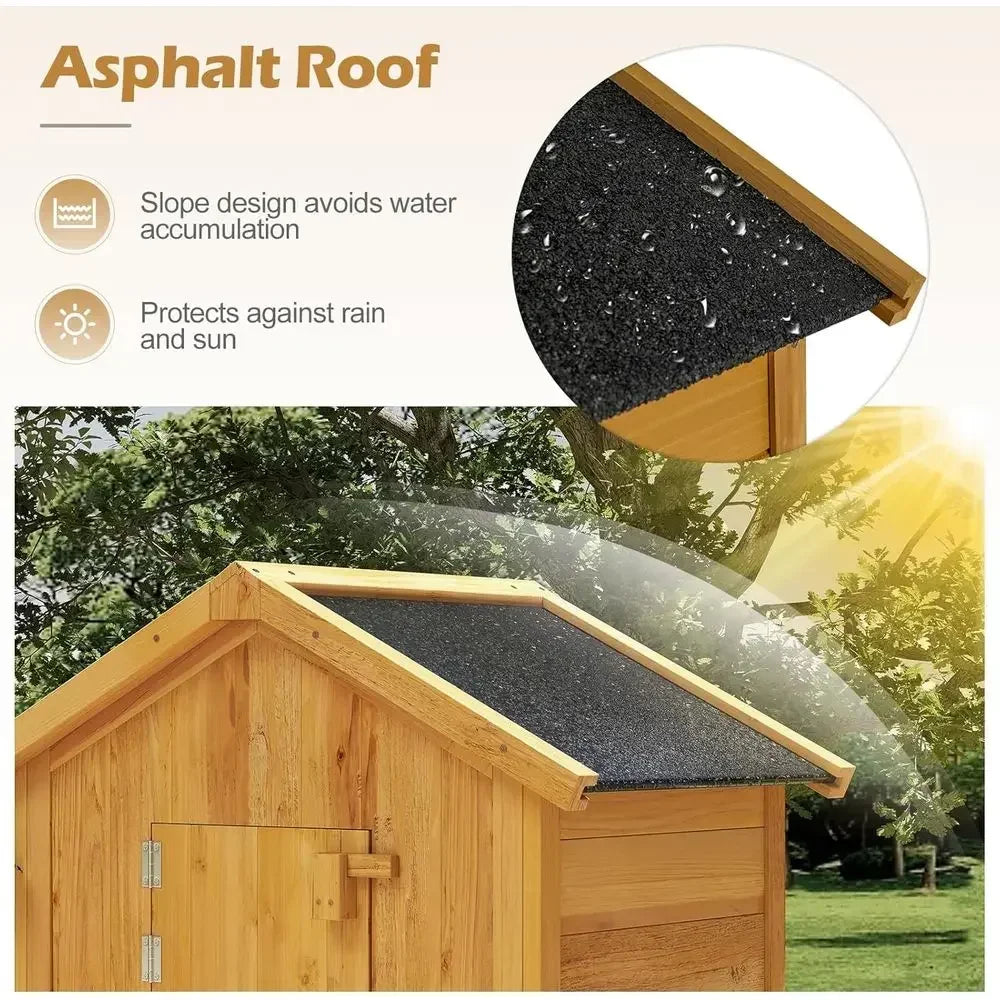 Outdoor Wooden Storage Shed With Folding Table And Removable Shelves