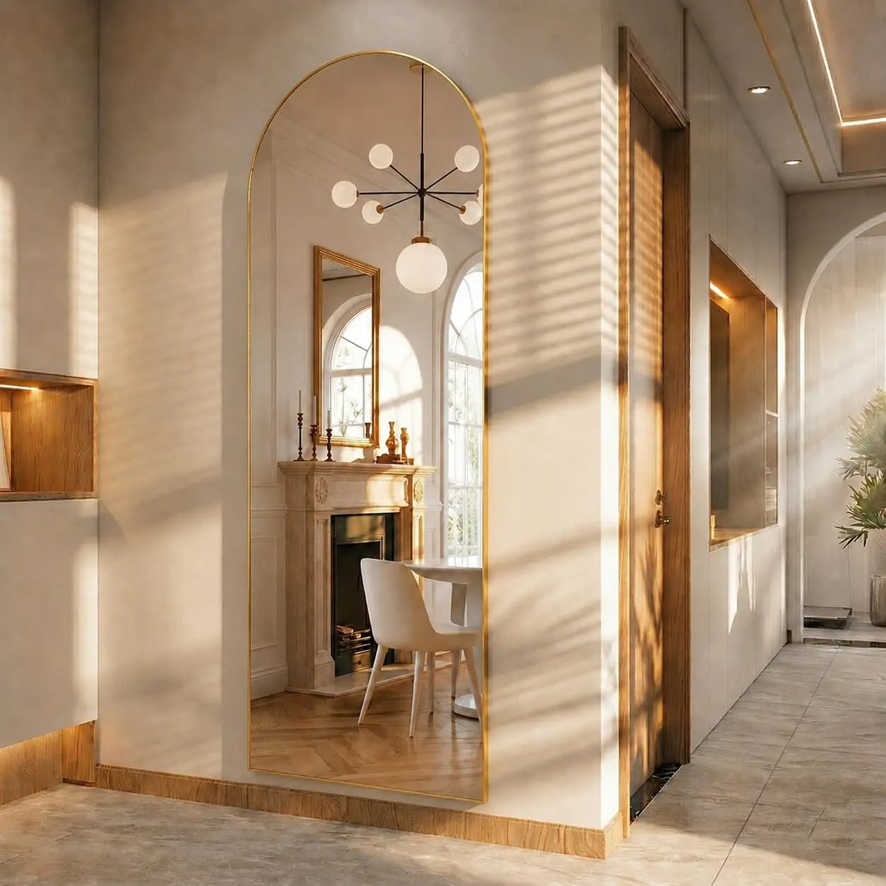 Modern Arched Full Length Wall Mirror By Gold Finish Brand