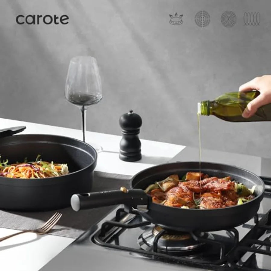 Nonstick Cookware Set 20pcs With Removable Handle for Oven Safe