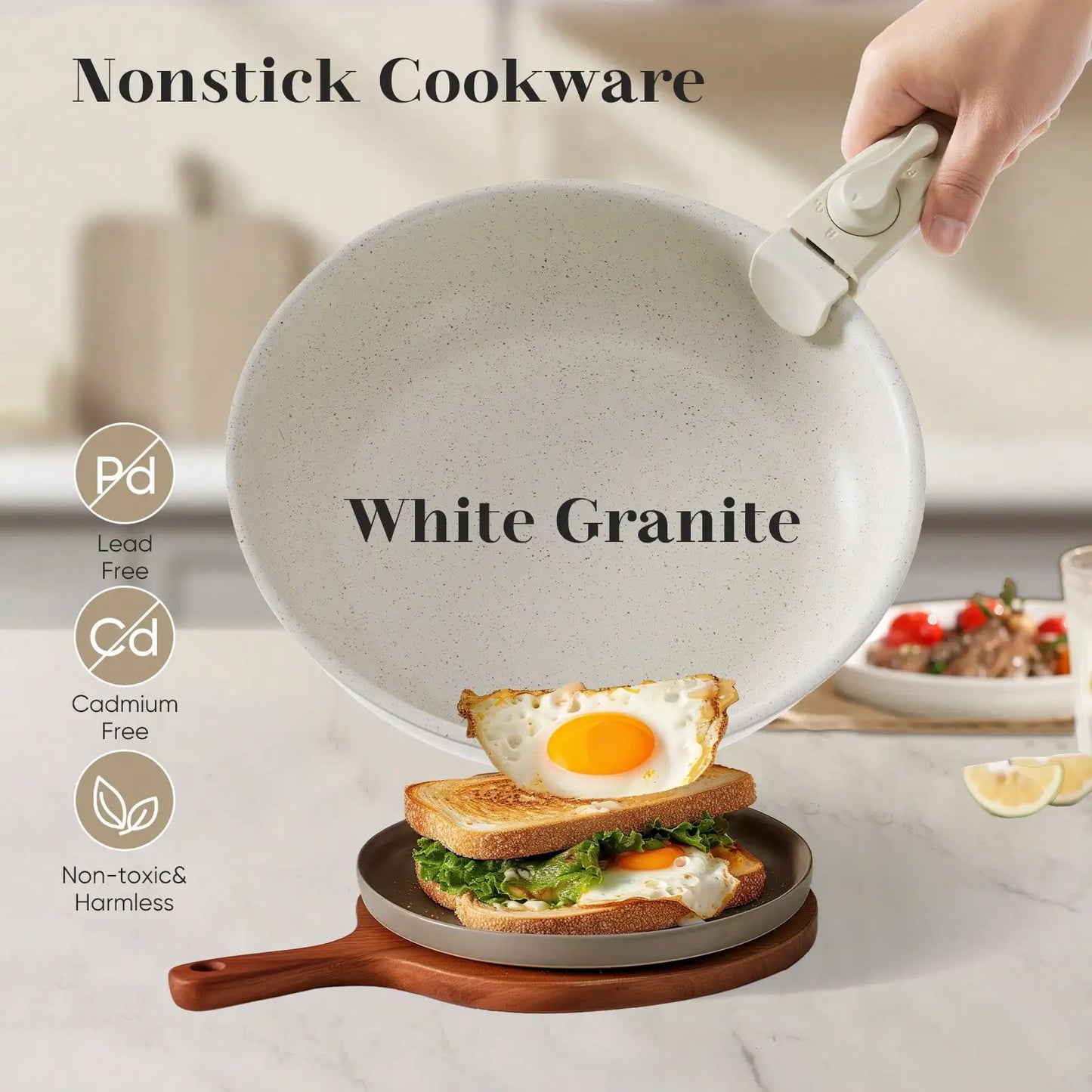 Pots And Pans Set Nonstick Cookware Granite Coating Induction Compatible