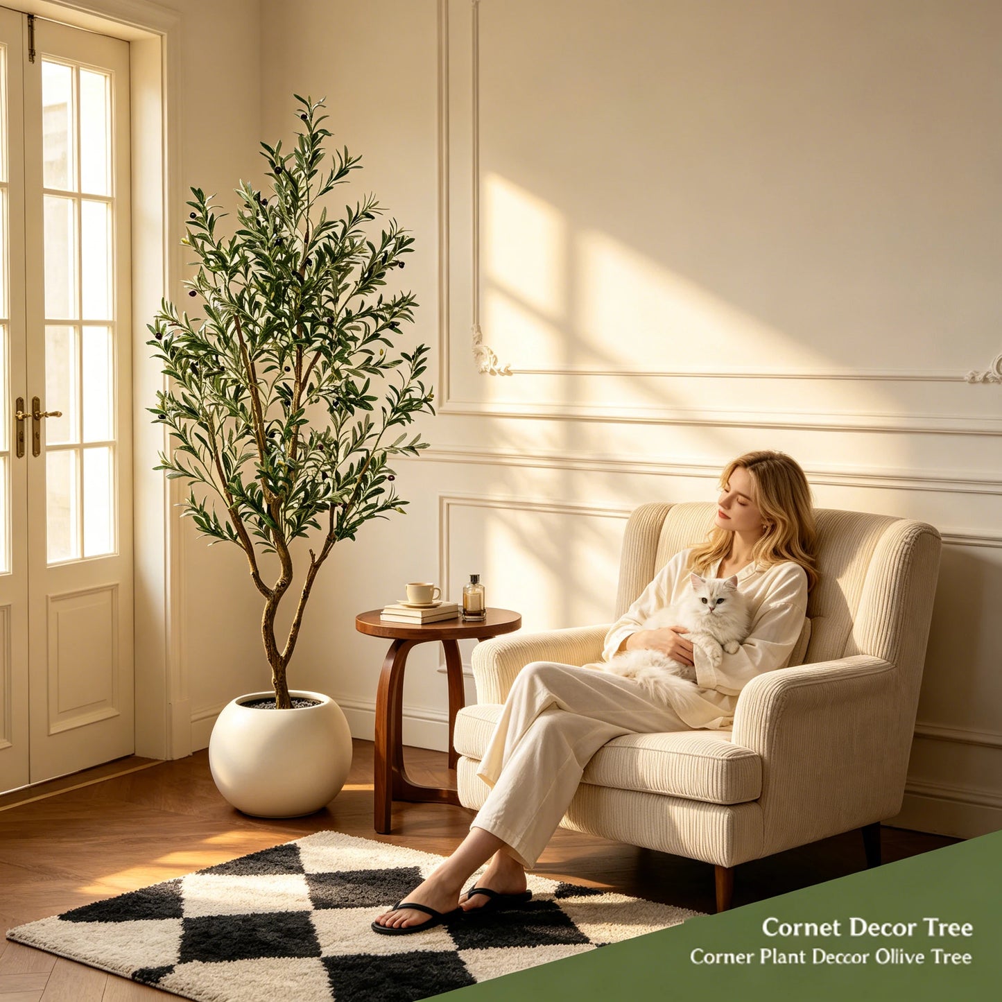 Olitree Olive Tree Artificial Indoor Floor Plant In Pot With Fruits