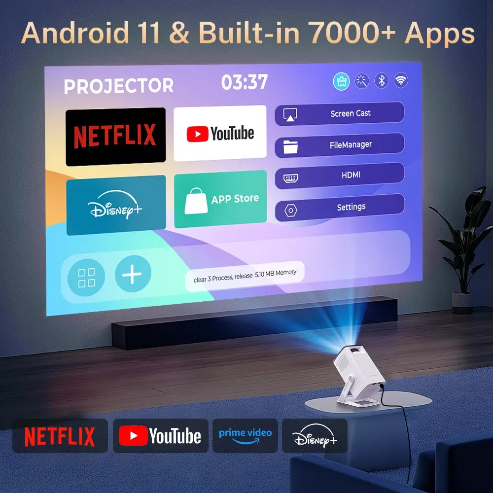 LynCast Mini Projector 1080P 4K Supported WiFi 6 Bluetooth 5.4