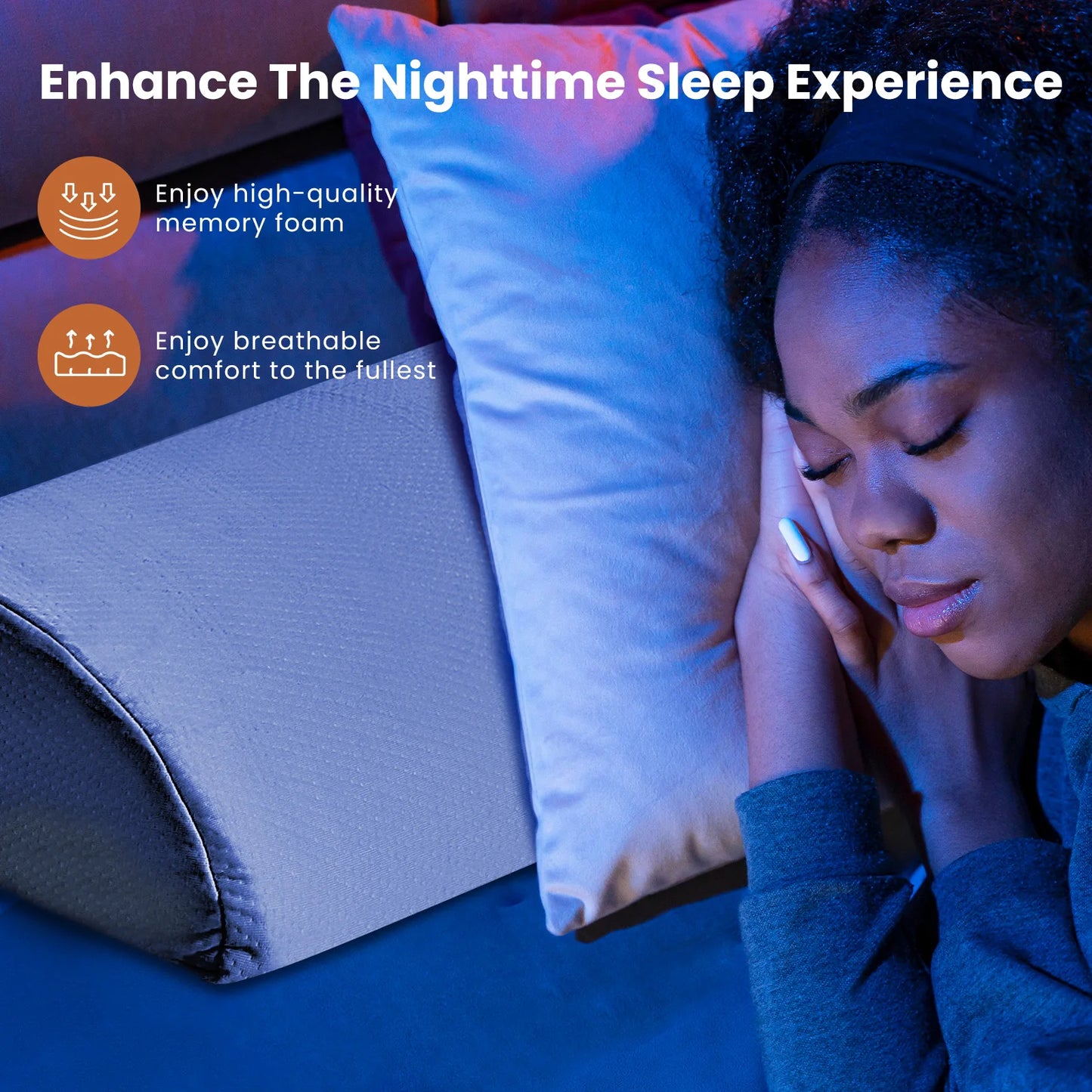JHK Ergonomic Memory Foam Wedge Pillow With Removable Washable Cover
