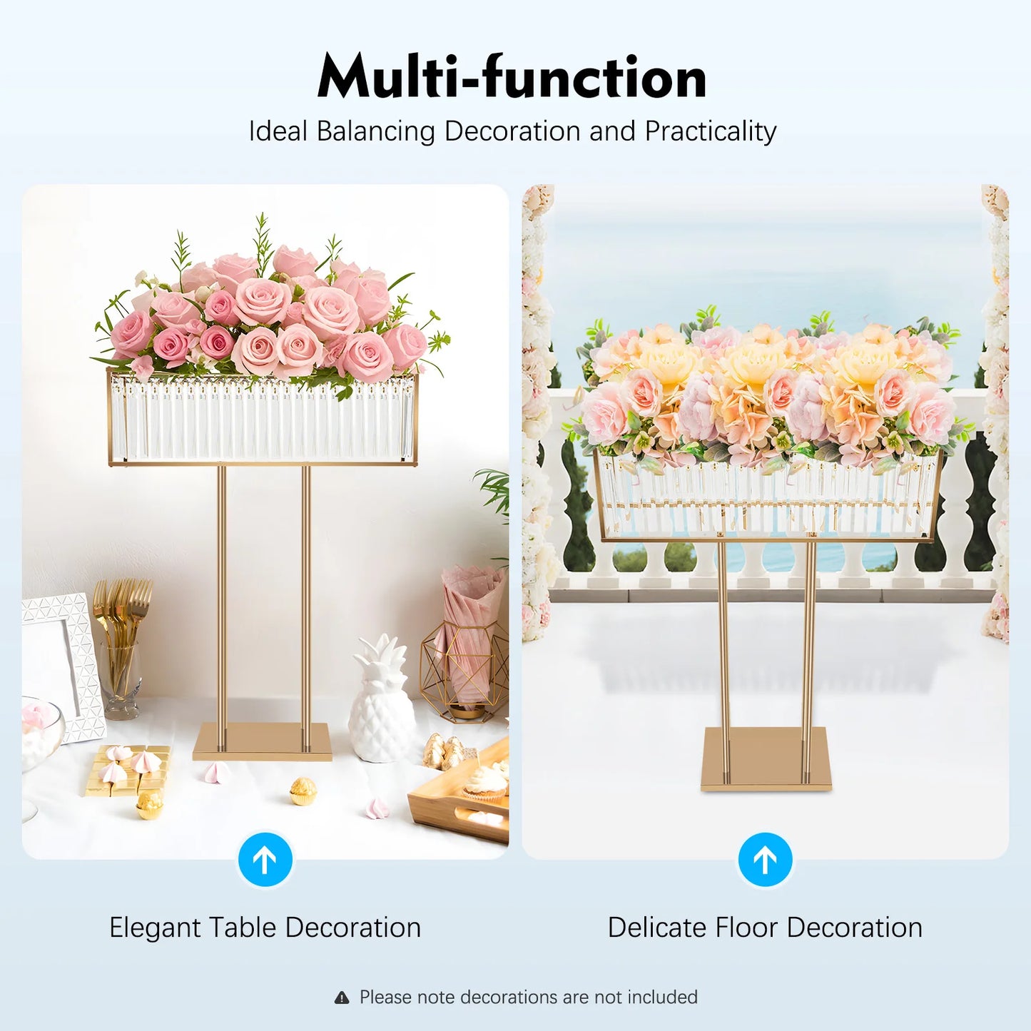 Bymaocar Crystal Wedding Flower Stand Iron Frame For Event Decor