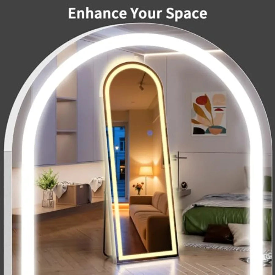 Full Length Standing Mirror With Dimmable 3 Color Led Lights