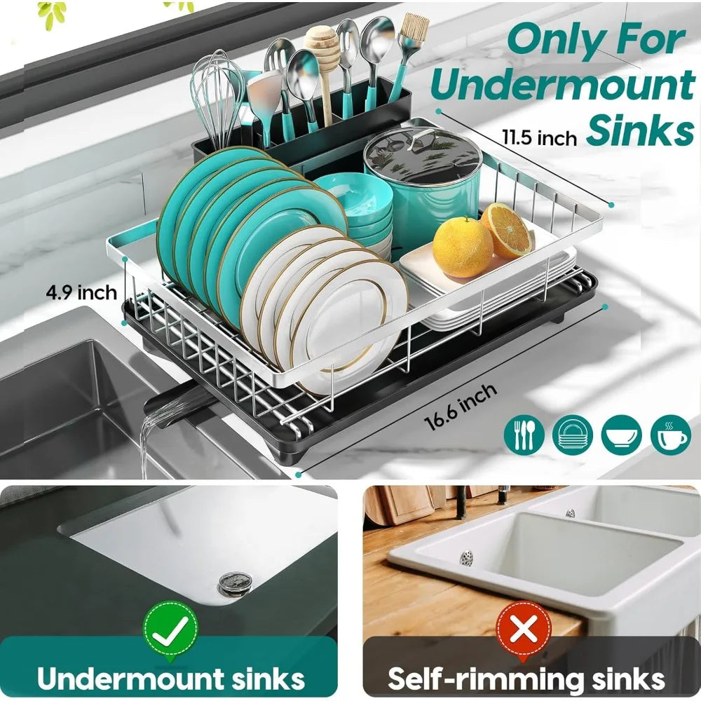 NBVCX Rustproof Dish Drying Rack With Large Utensil Holder
