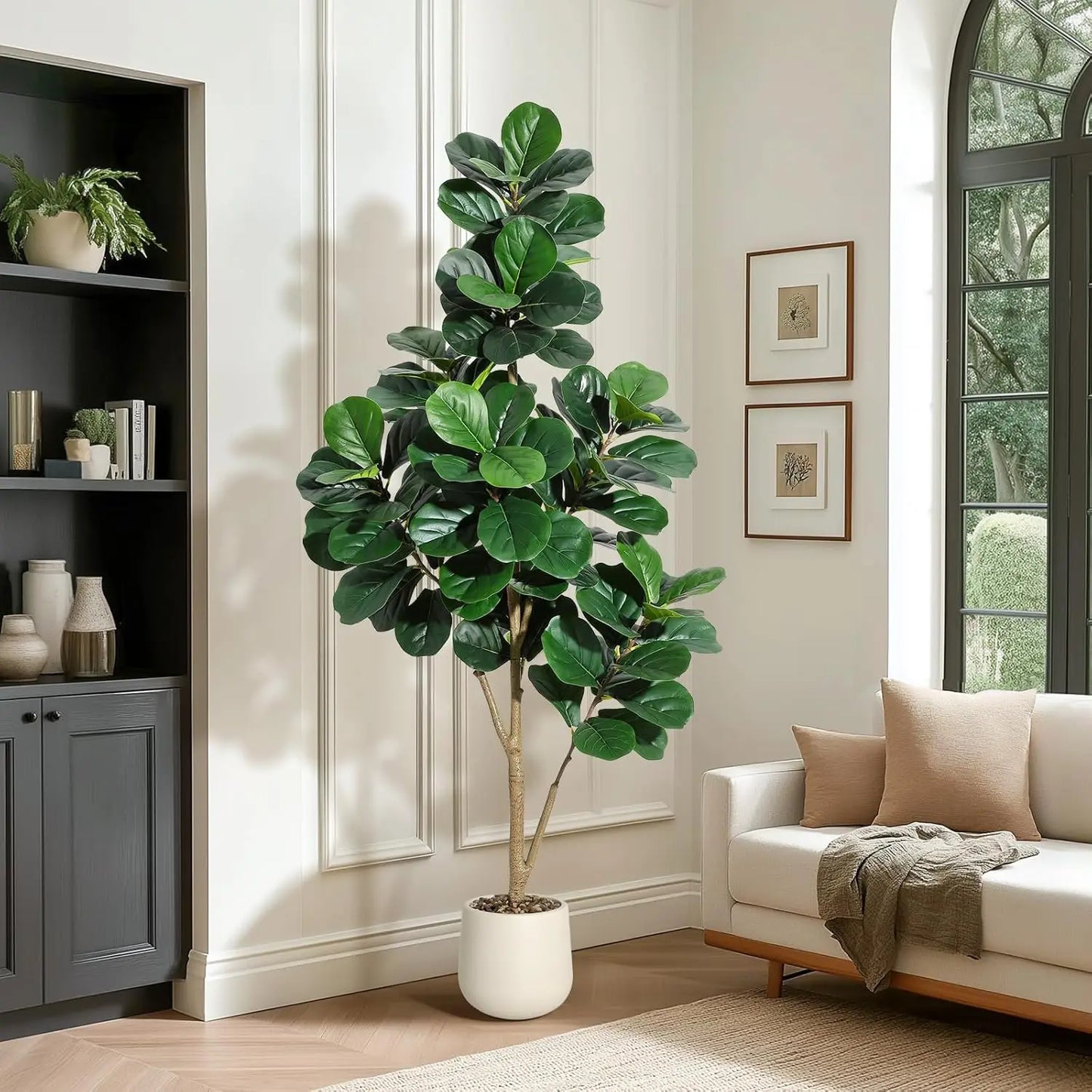 HiMISS Fiddle Leaf Fig Tree In Planter Artificial Realistic