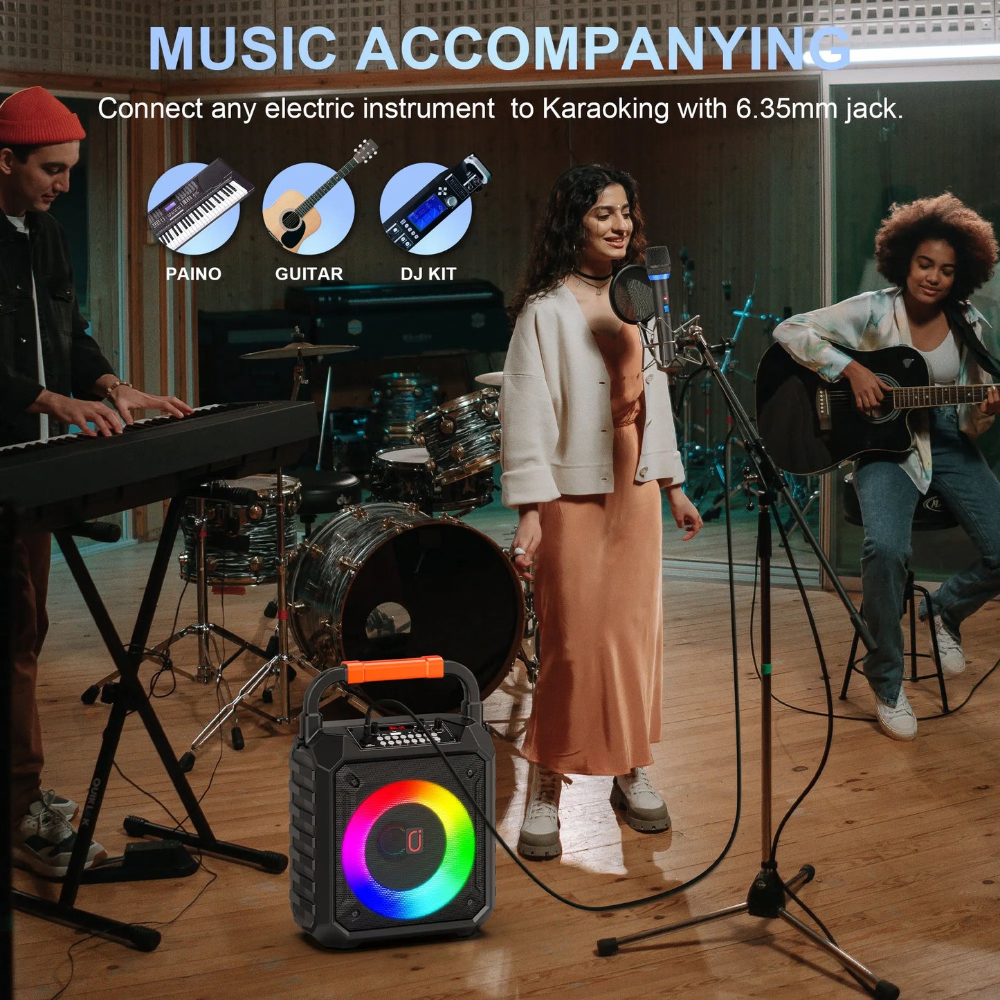 FanFun T17T Wireless Bluetooth Karaoke Speaker System With 2 Microphones