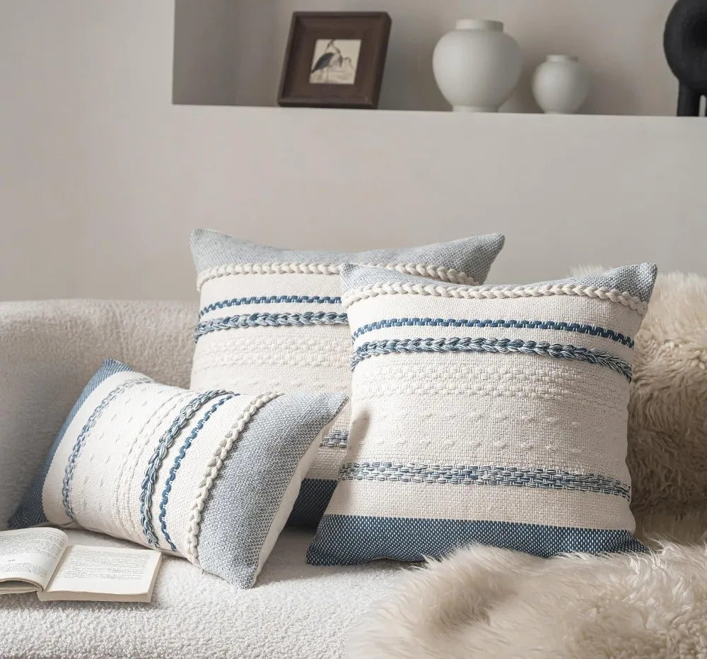 Boho Throw Pillow Covers Set Of 2 Textured Decorative Cushions