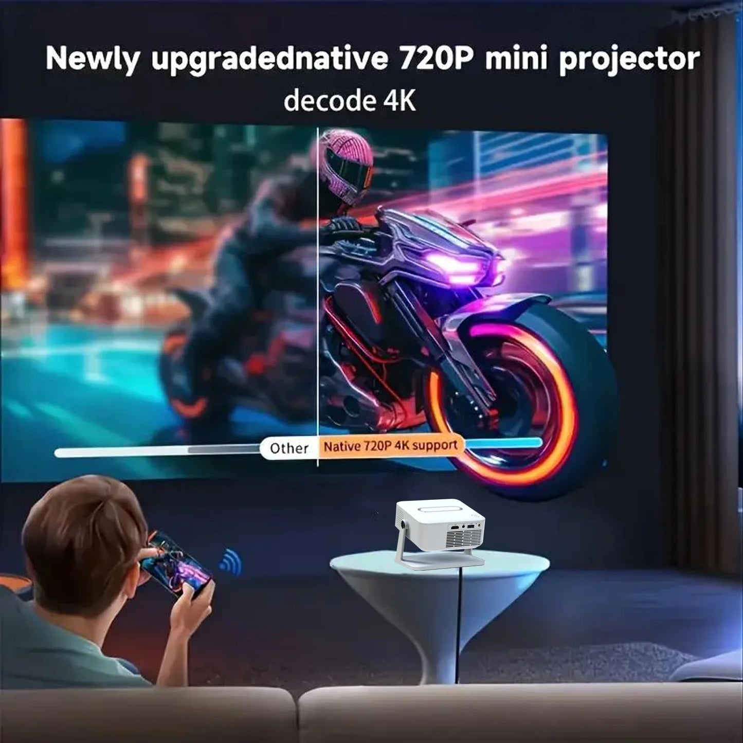 Xnano Android Smart Projector With HDMI USB Wireless Home Cinema