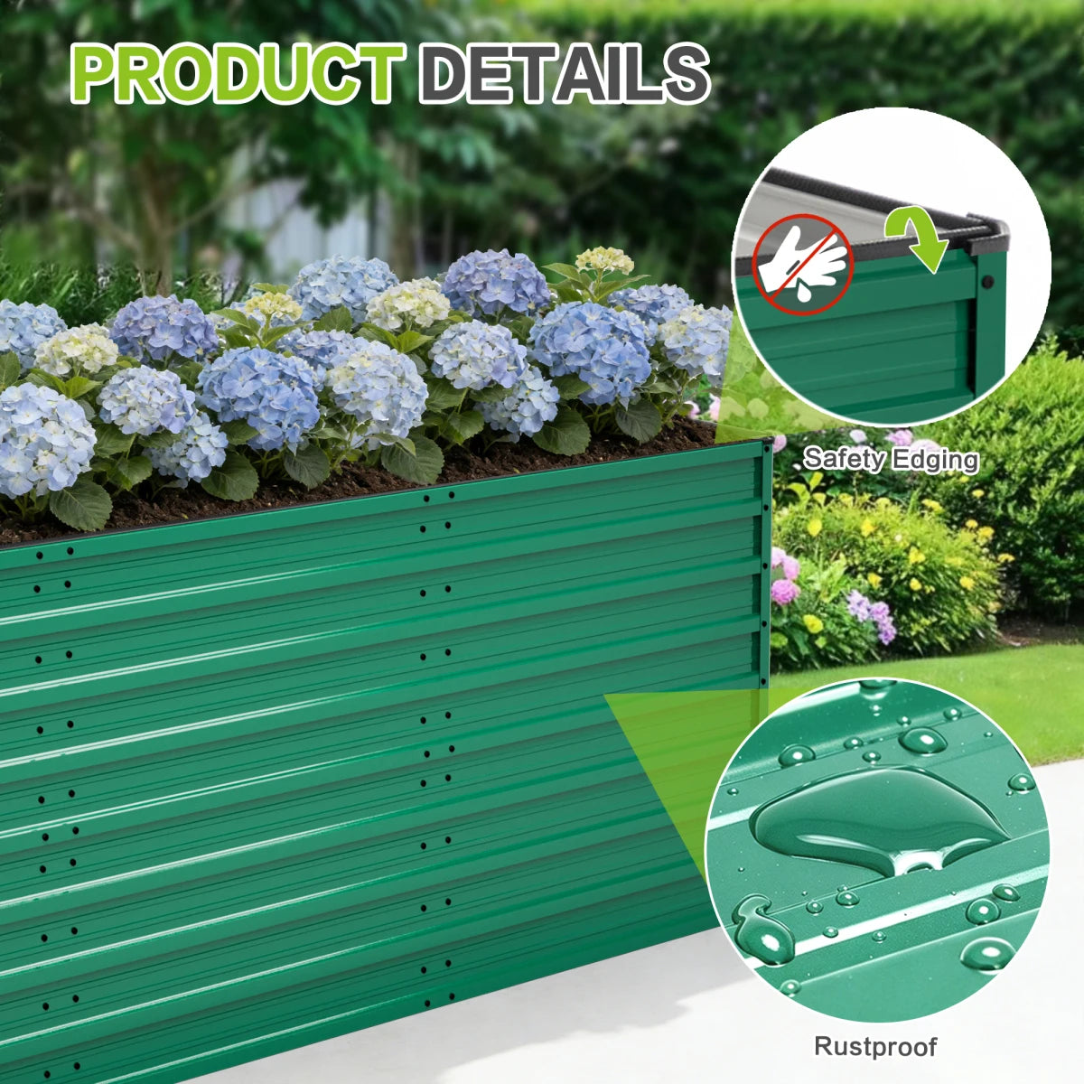 Raised Garden Bed Kit With Galvanized Rustproof Steel Easy Assembly