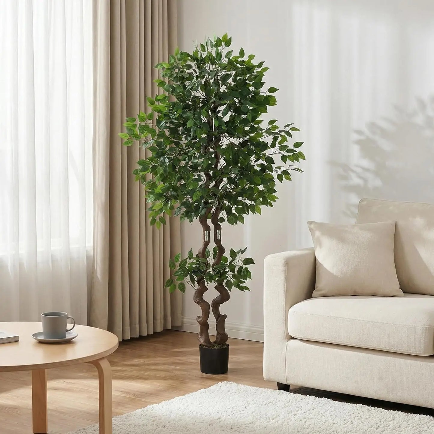 HiMISS Artificial Ficus Tree Faux Floor Plant For Indoor Decor