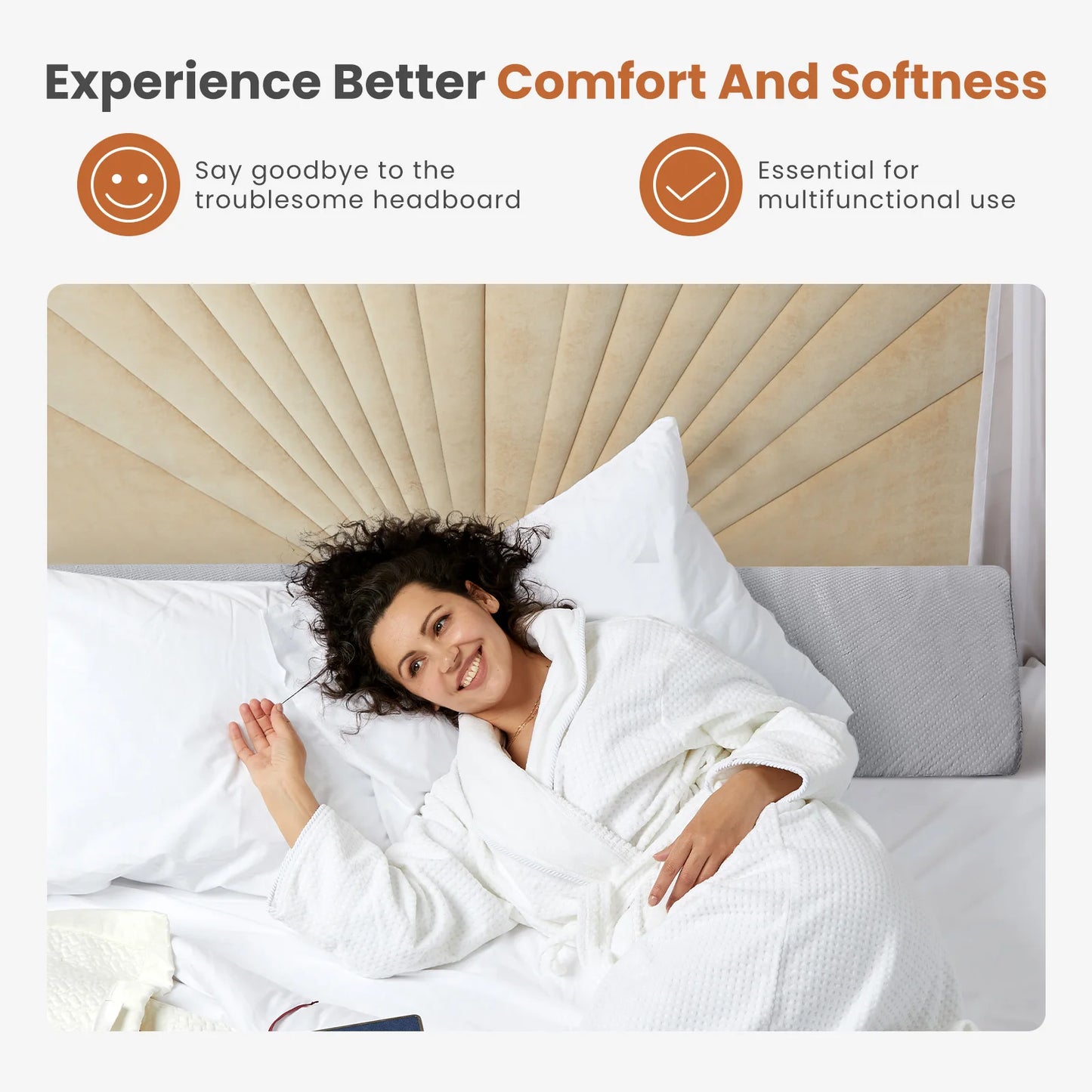 JHK Ergonomic Memory Foam Wedge Pillow With Removable Washable Cover