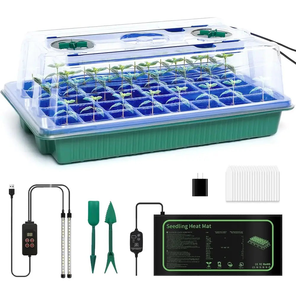 Seed Starter Kit With Grow Light And Heating Mat Reusable