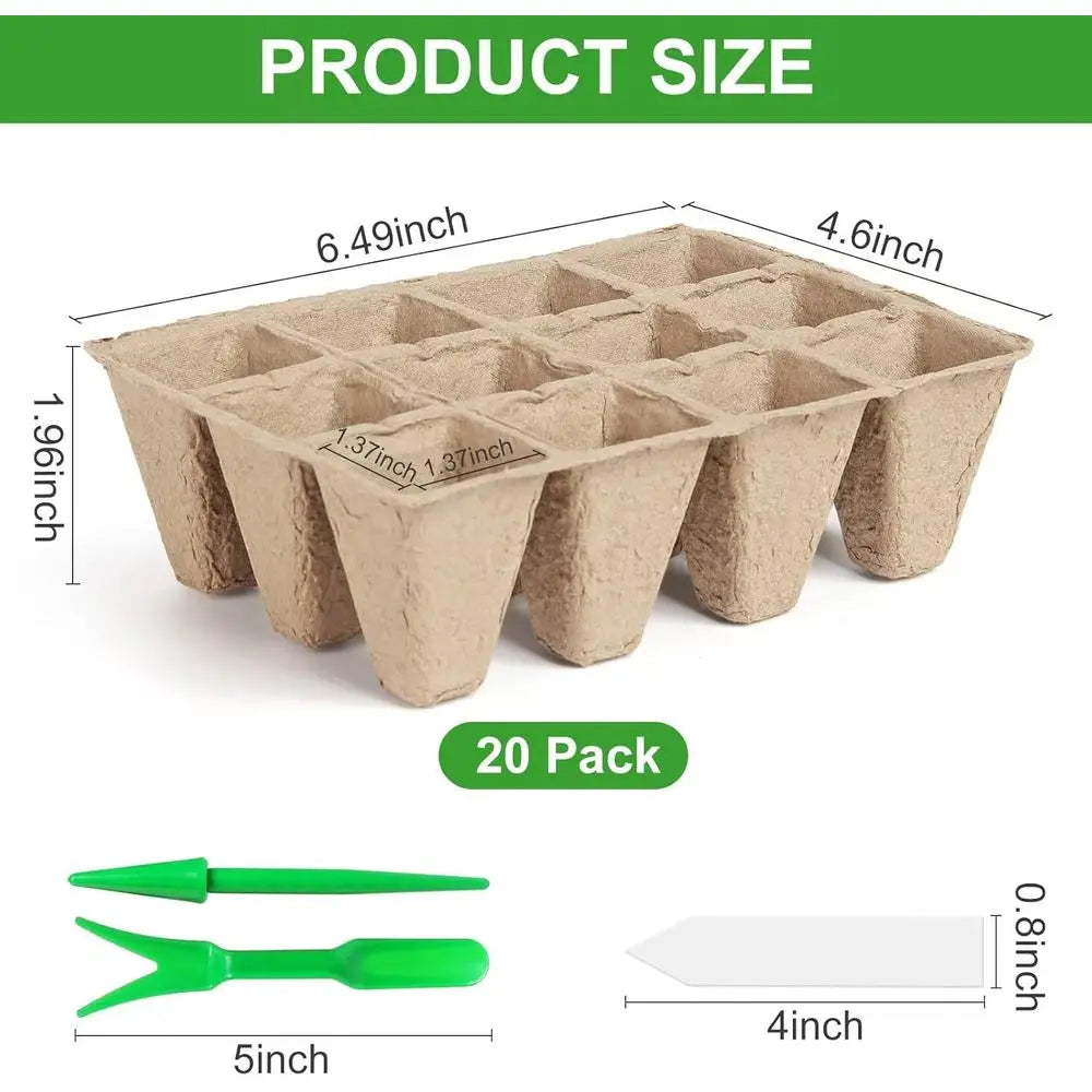 12-Cell Peat Pots Seed Starter Kit With Trays And Labels
