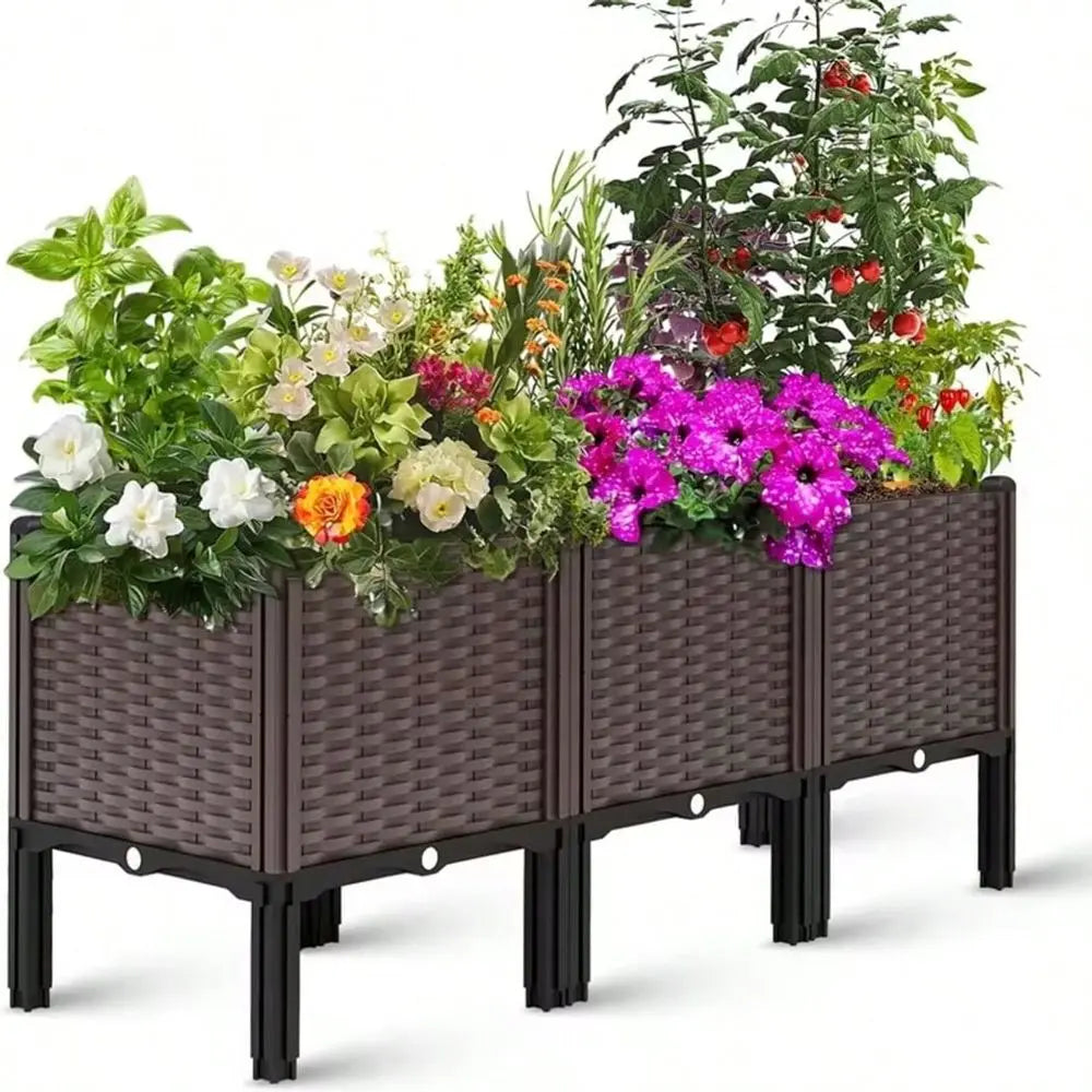 Modular Raised Garden Bed With Legs Three Unit Planter Box