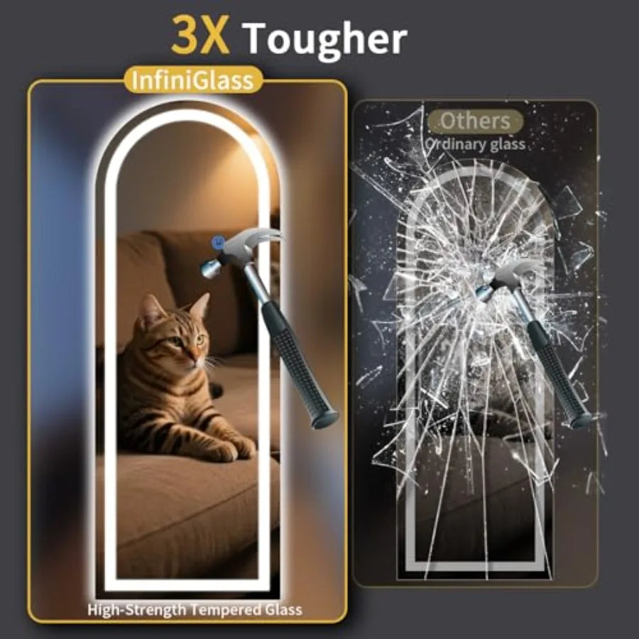 Full Length Standing Mirror With Dimmable 3 Color Led Lights