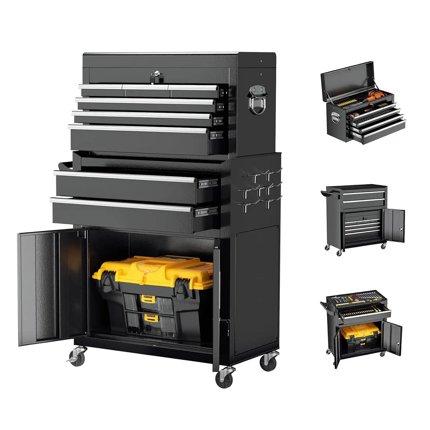 Lockable Rolling Steel Tool Chest and Cabinet Combo Garage Storage
