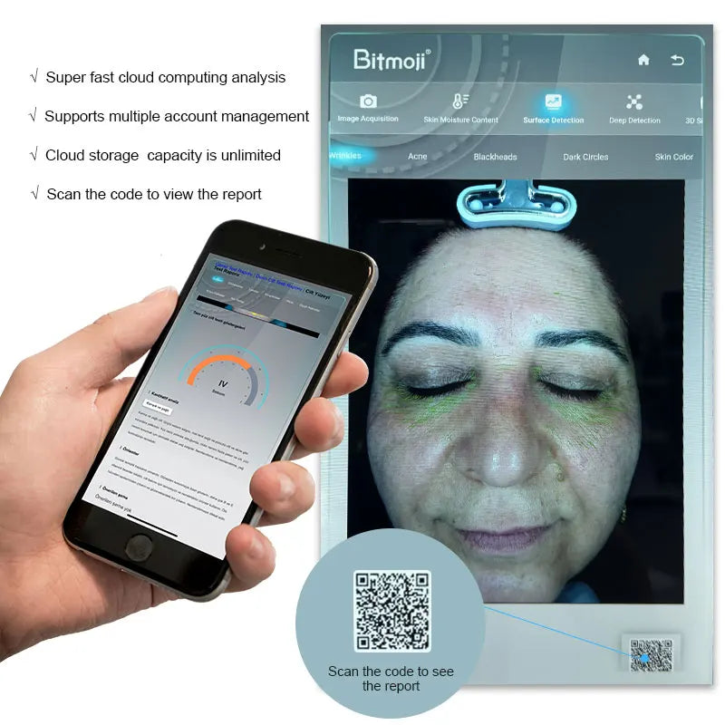 BOMP 3D Skin Scanner Facial Analyzer For Acne Pigmentation Wrinkle Analysis