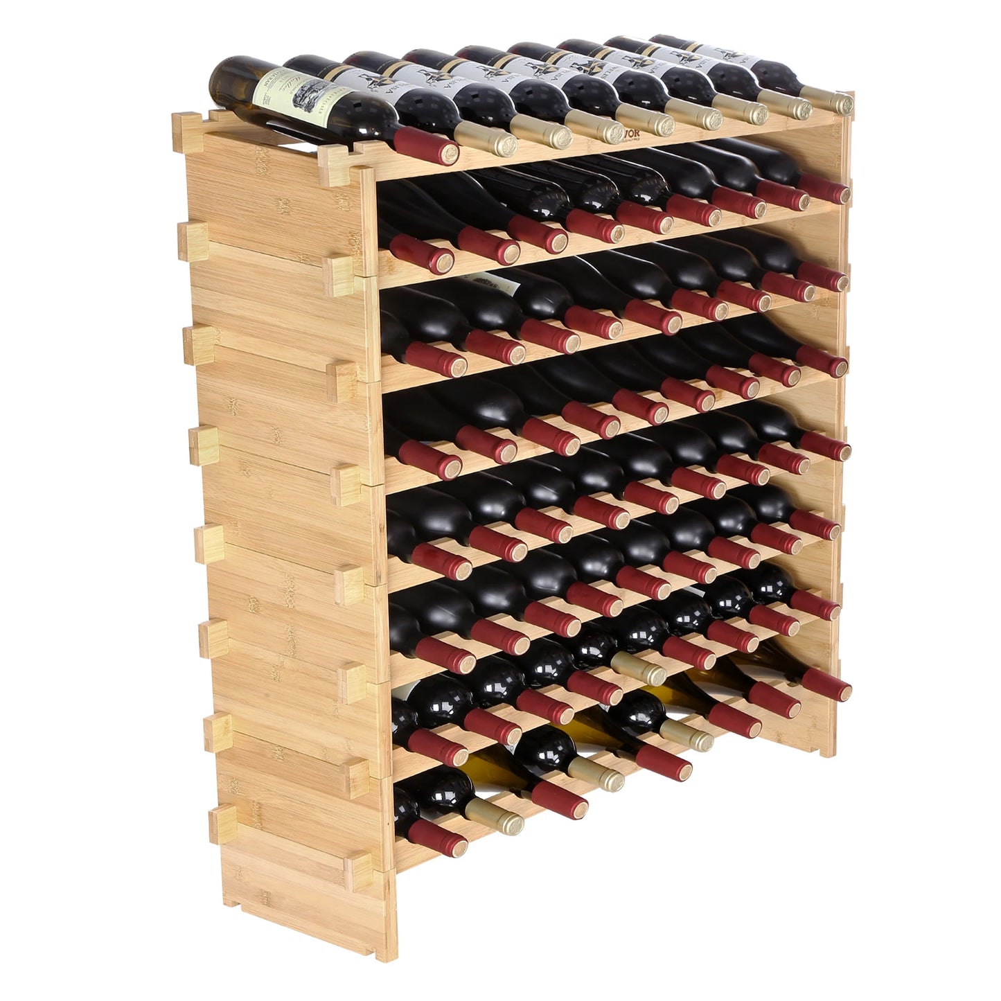 SucceBuy Bamboo Wine Rack 8-Tier Stackable Free Standing Storage
