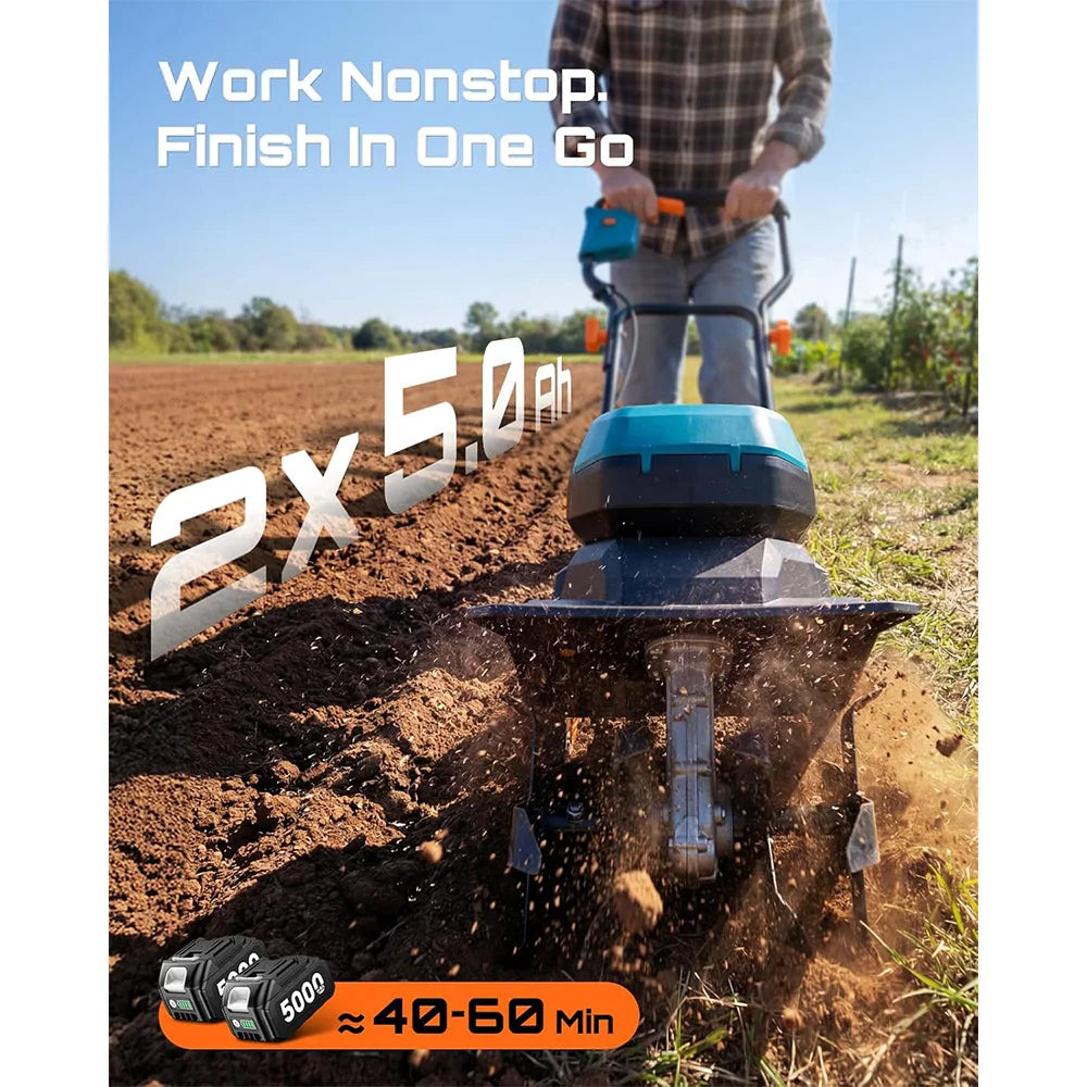 SeeSii 40V Cordless Tiller Cultivator With Batteries