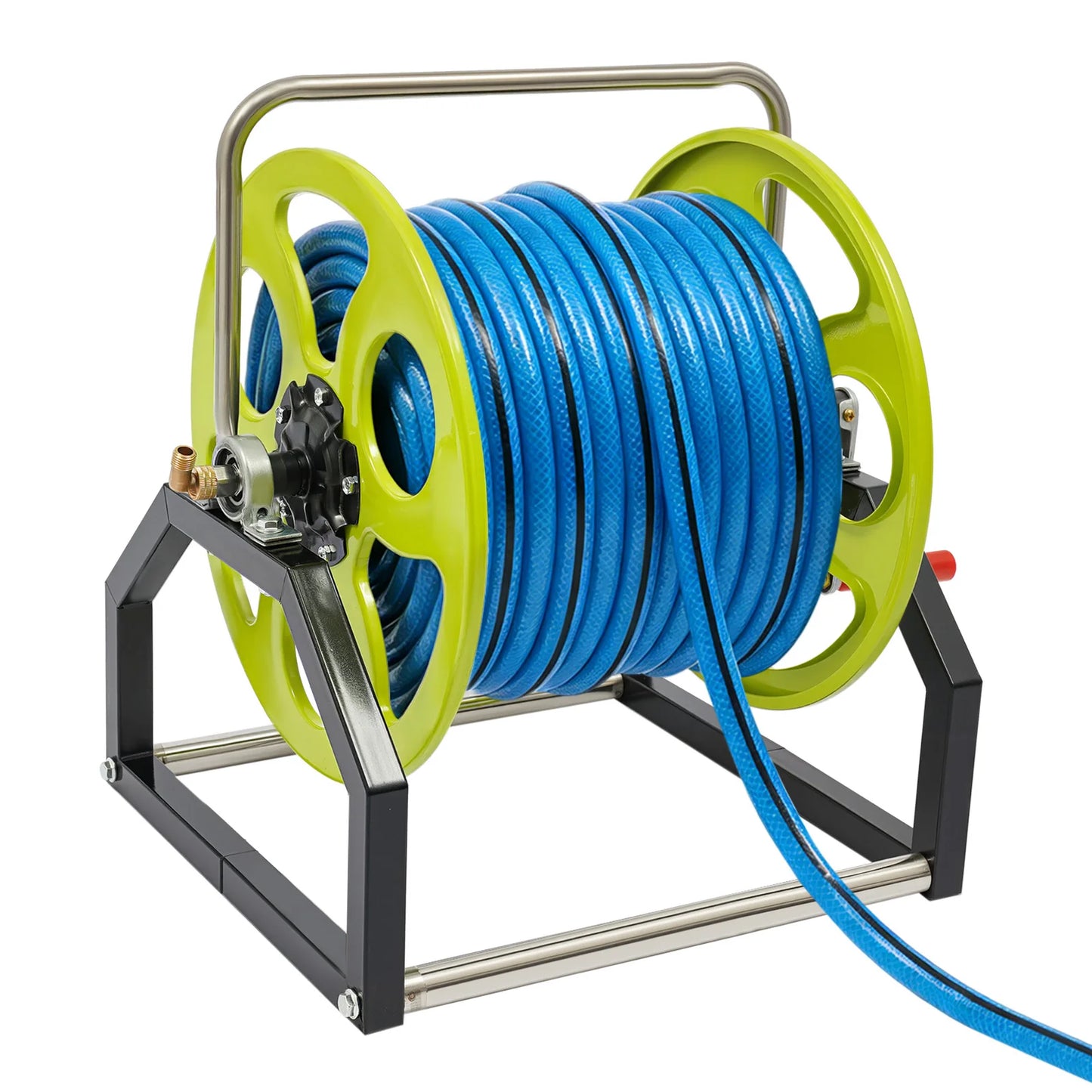 Garden Hose Reel With 360 Degree Swivel Nozzle And Crank