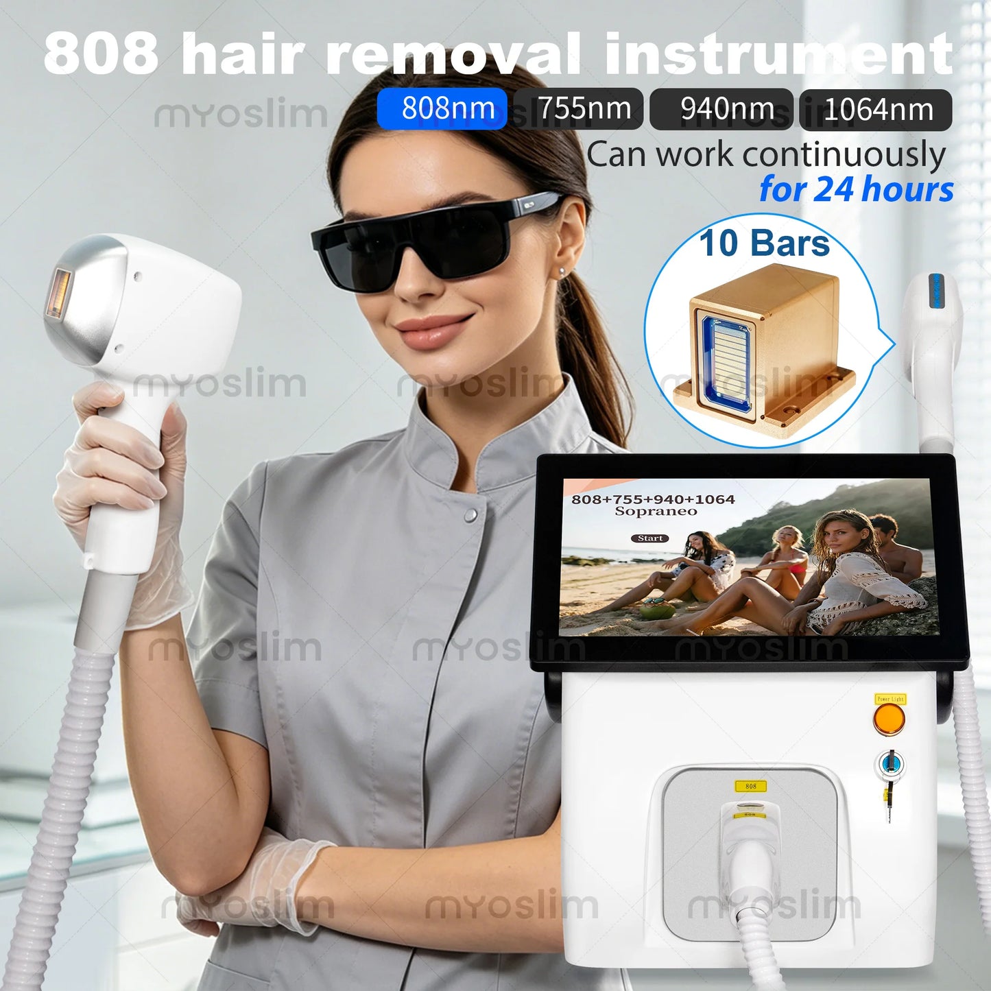 MYOSLIM Four Wavelengths Diode Hair Removal 755 808 940 1064