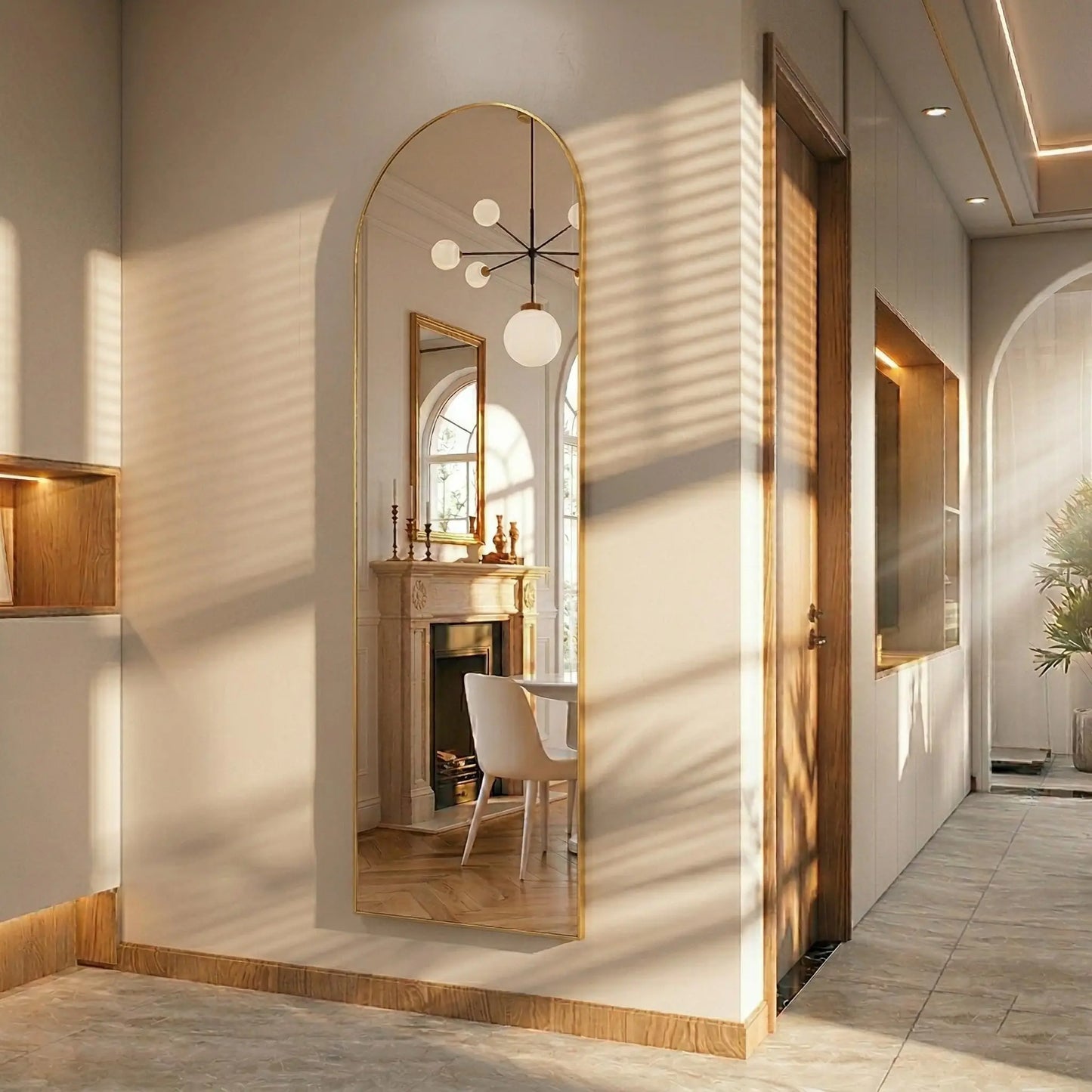 Modern Arched Full Length Wall Mirror By Gold Finish Brand