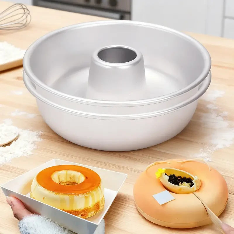 Solid Bottom Donut Mold Non-Stick Flan Pudding Pan