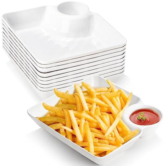 Plastic Chips and Dip Plate Set with Dipping Saucer