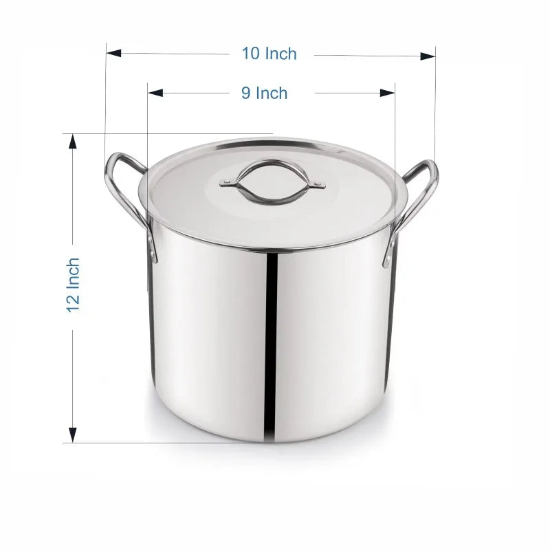 Stainless Steel Stock Pot With Metal Lid Durable And Food Safe
