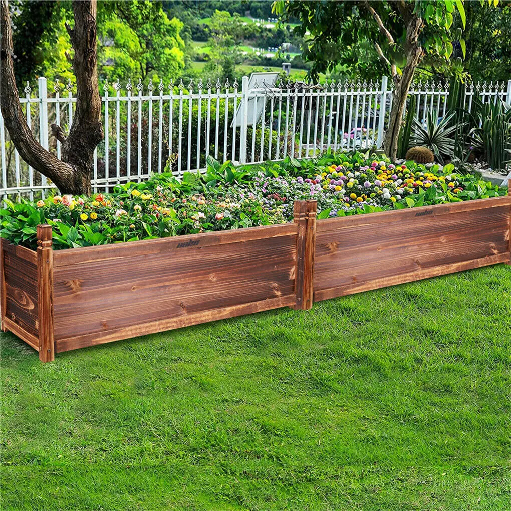 Outdoor Wood Planter Box Raised Garden Bed For Flowers And Vegetables