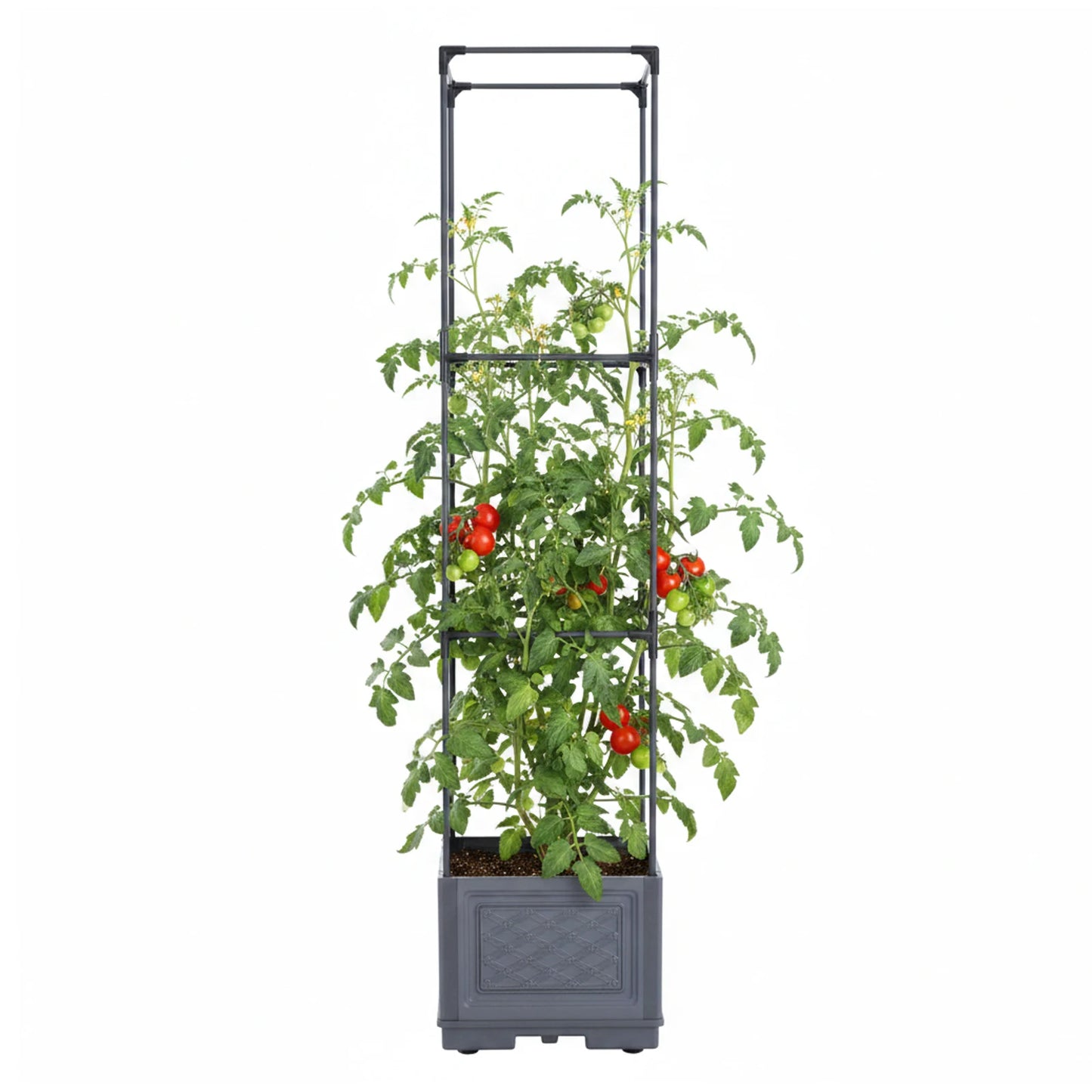 ALIILEE Three-Layer Self Planting Wheeled Garden Planter Box Trellis