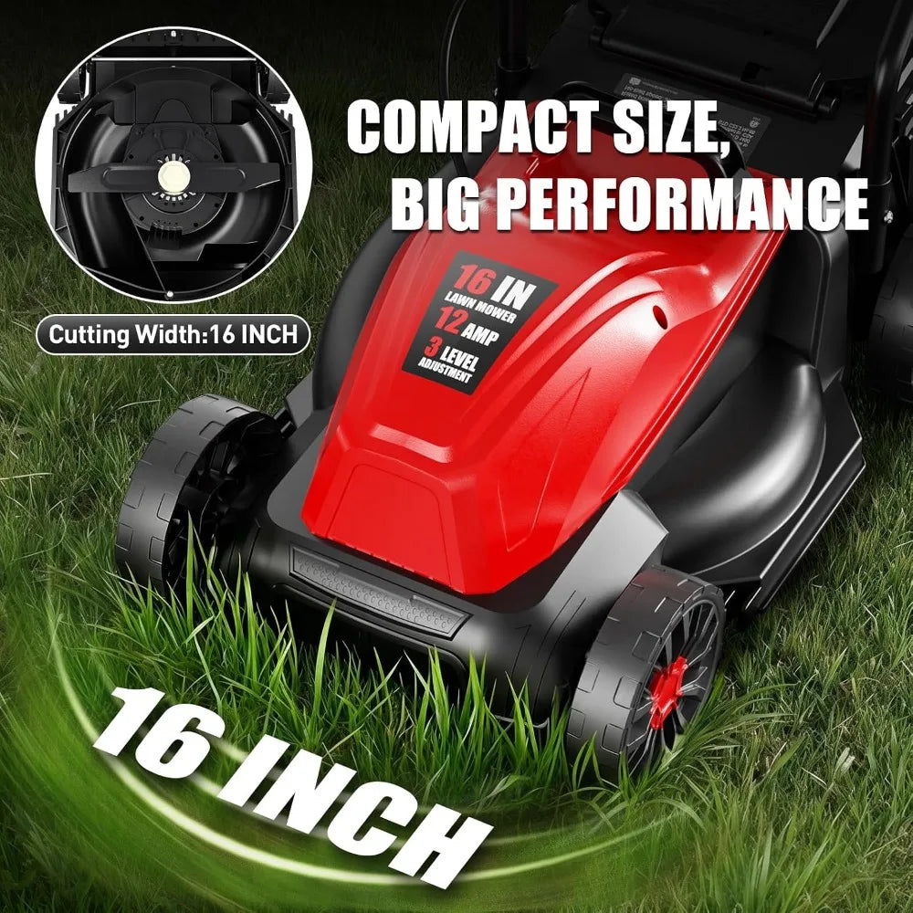 Electric Corded Lawn Mower 12 Amp Push Button Start