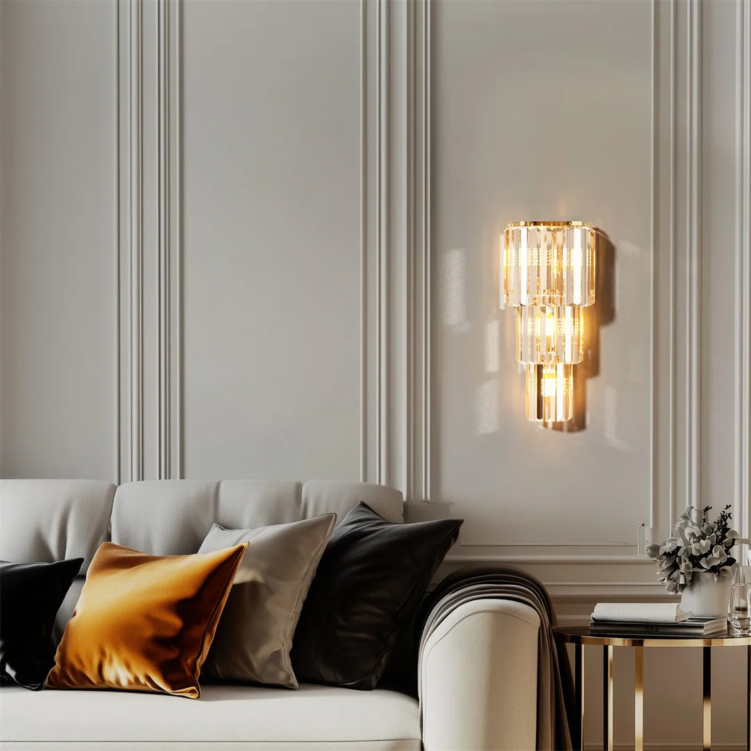 Modern Crystal Wall Lamp 3-Layer Sconce Light With E14 LED