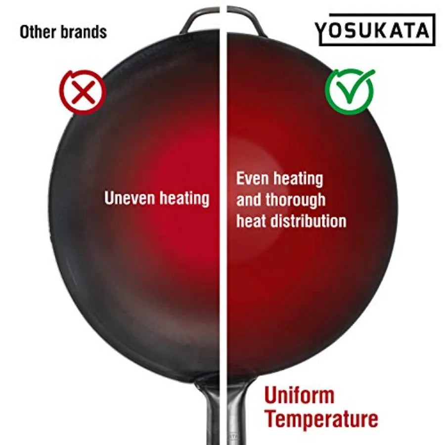 Carbon Steel Wok Pan Preseasoned Flat Bottom Stir Fry