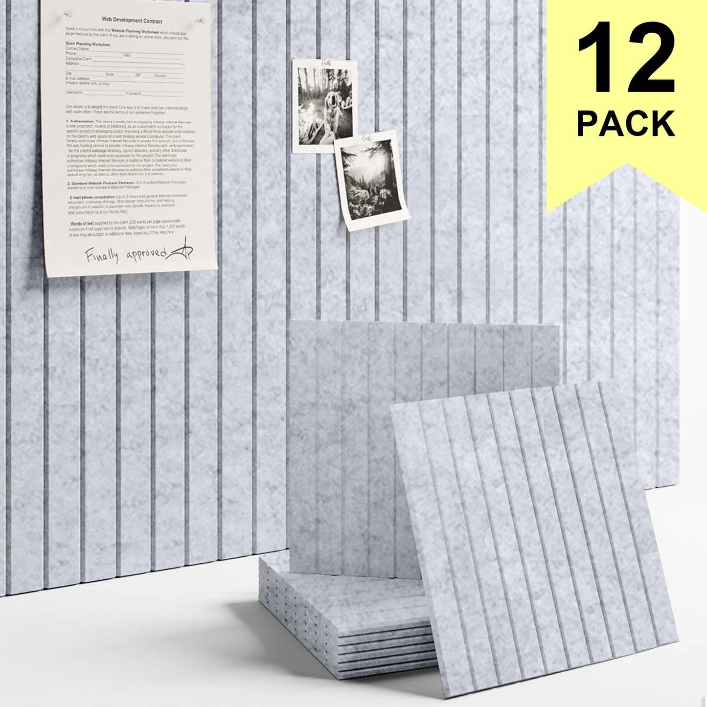 Six To Twelve Pack Felt Wall Tiles For Bulletin Board