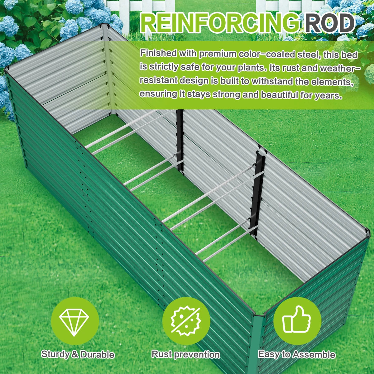 Raised Garden Bed Kit With Galvanized Rustproof Steel Easy Assembly