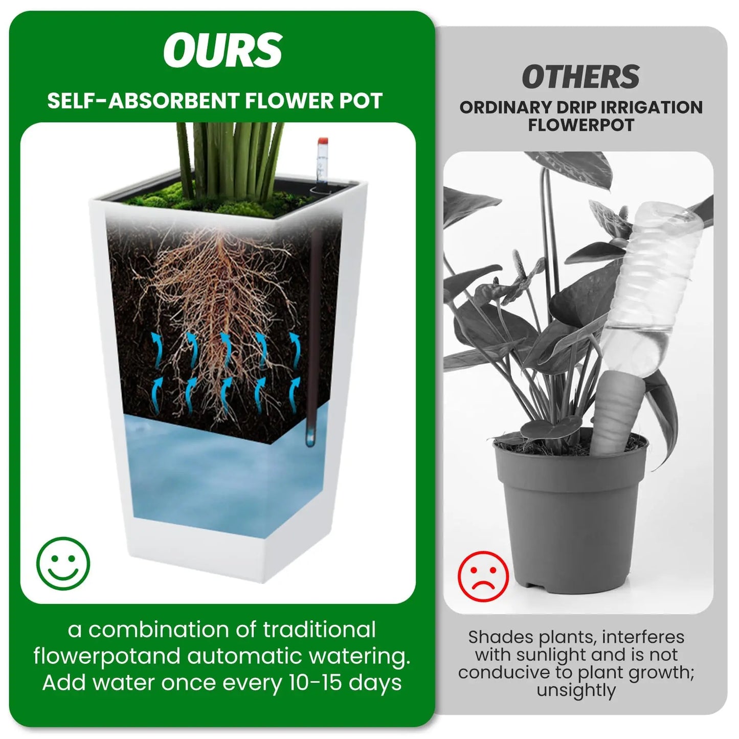 HiMISS Self Watering Planters Set Of 2 For Front Porch