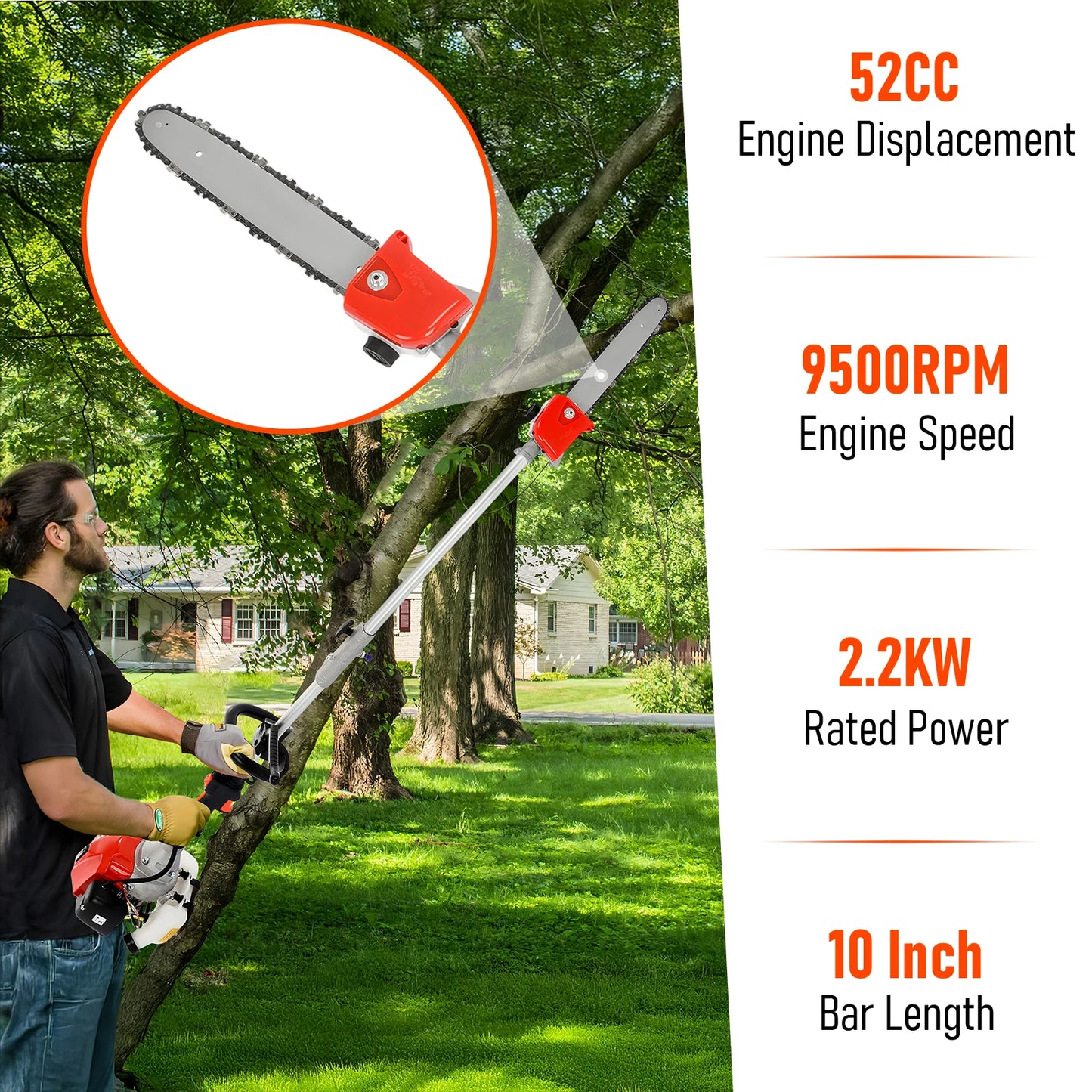 52cc Petrol FiveInOne Gas Hedge Trimmer Brush Cutter