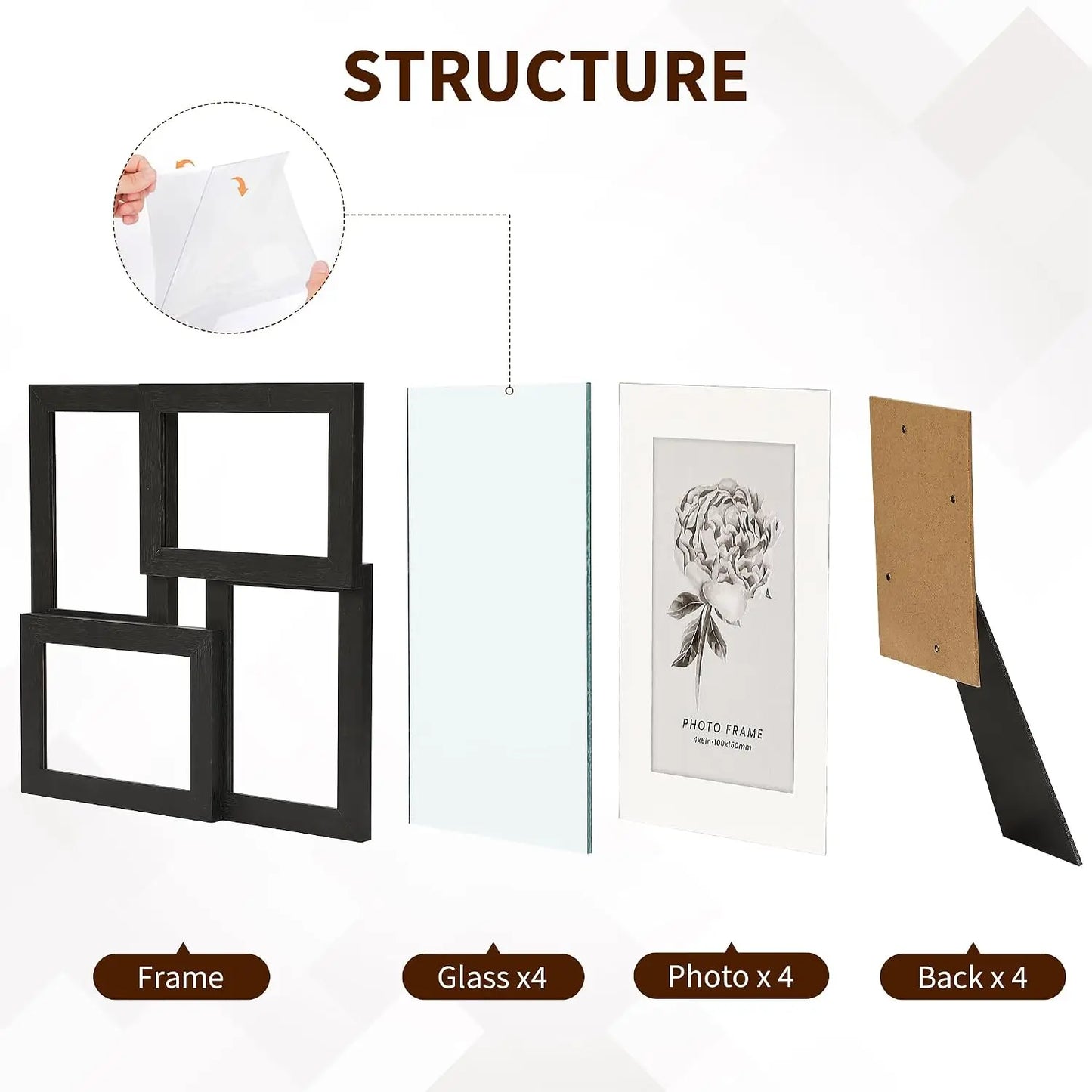 Collage Photo Frame Set Four Frames Wall Decor Living Room