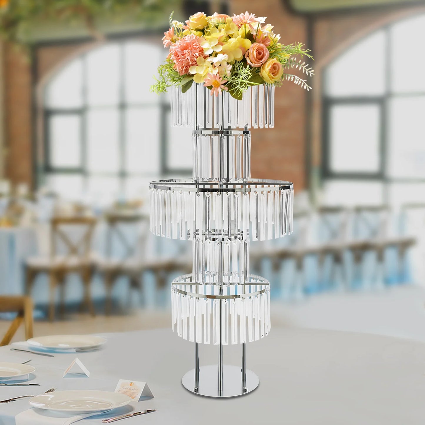 5 Tier Wedding Centerpiece Stand Acrylic Flower Vase Display